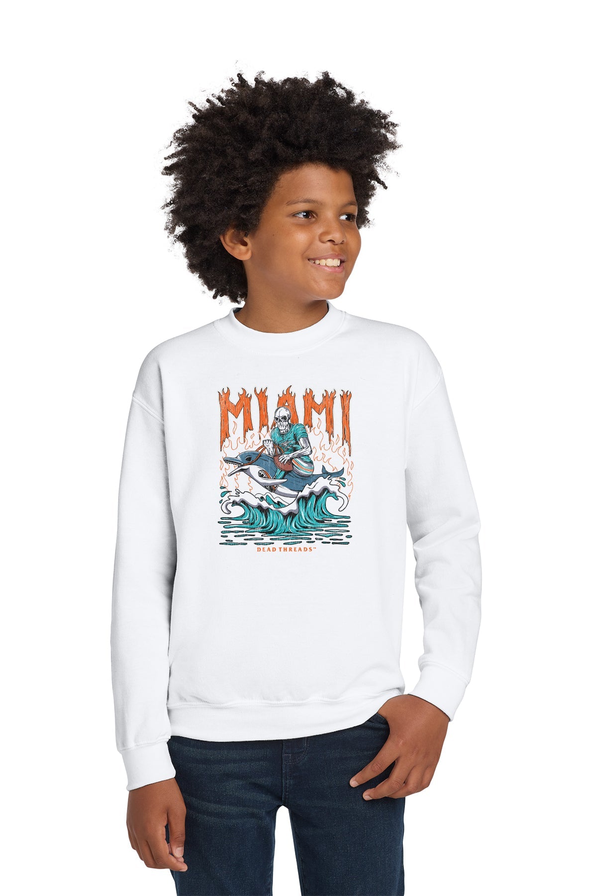 MIAMI FOOTBALL KIDS CREWNECK SWEATSHIRT – Kids clothes – Dead Threads Apparel