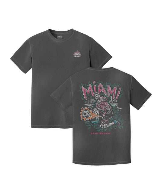 MIAMI FUTBOL - “3 SKULL” PREMIUM T - SHIRT – T-Shirt – Dead Threads Apparel