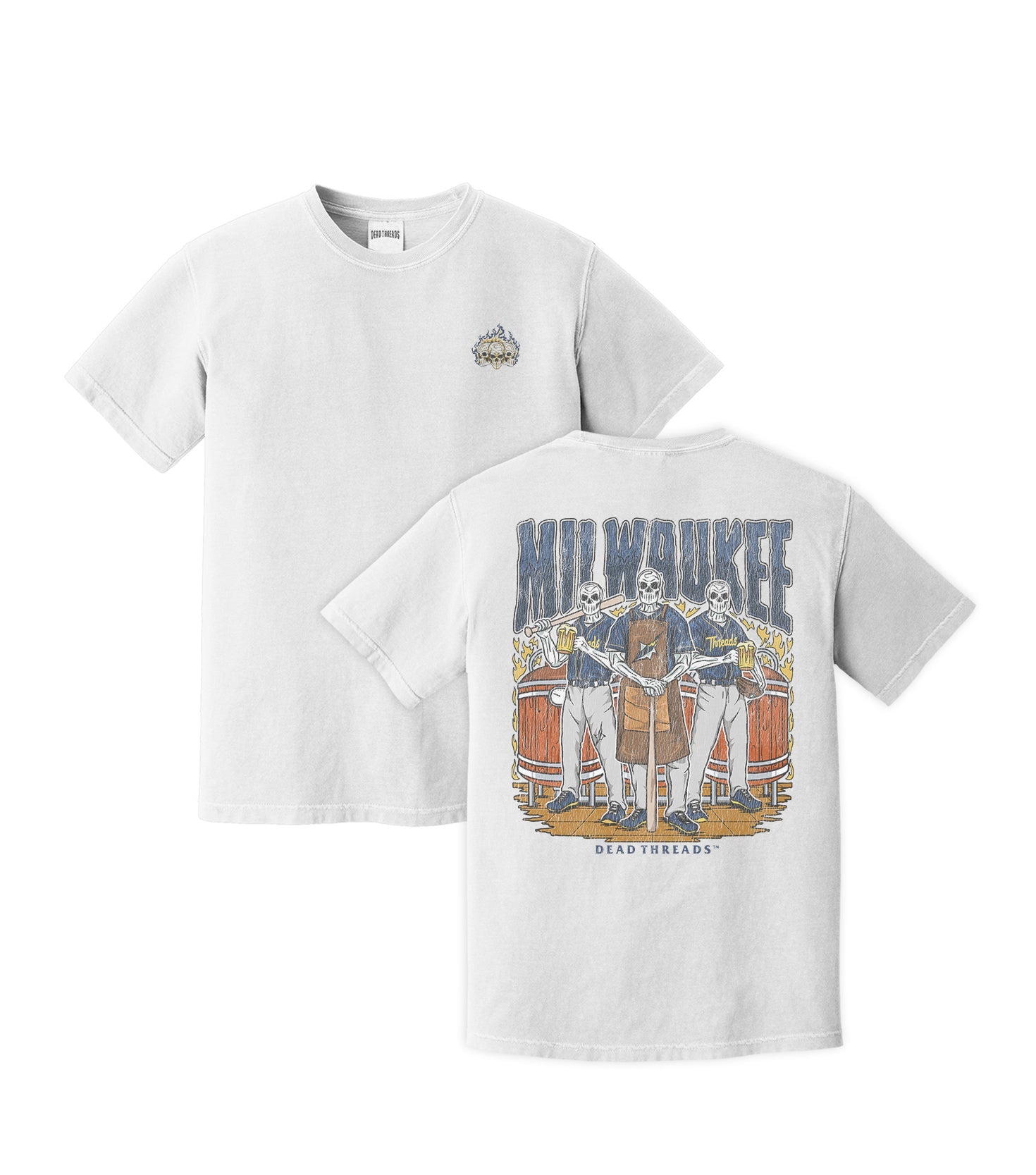 MILWAUKEE BASEBALL - "3 SKULL" PREMIUM SHIRT – T-Shirt – Dead Threads Apparel