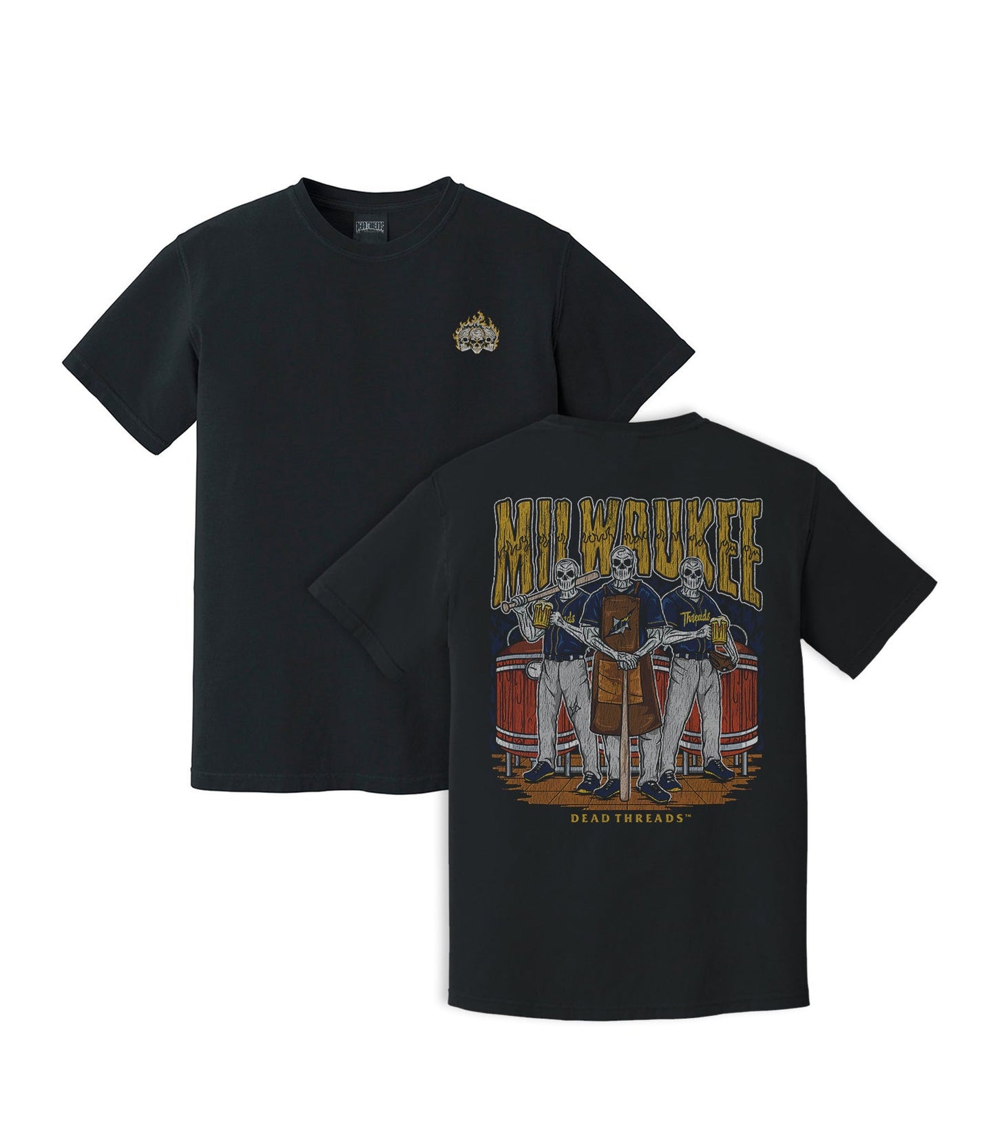 MILWAUKEE BASEBALL - "3 SKULL" PREMIUM SHIRT – T-Shirt – Dead Threads Apparel