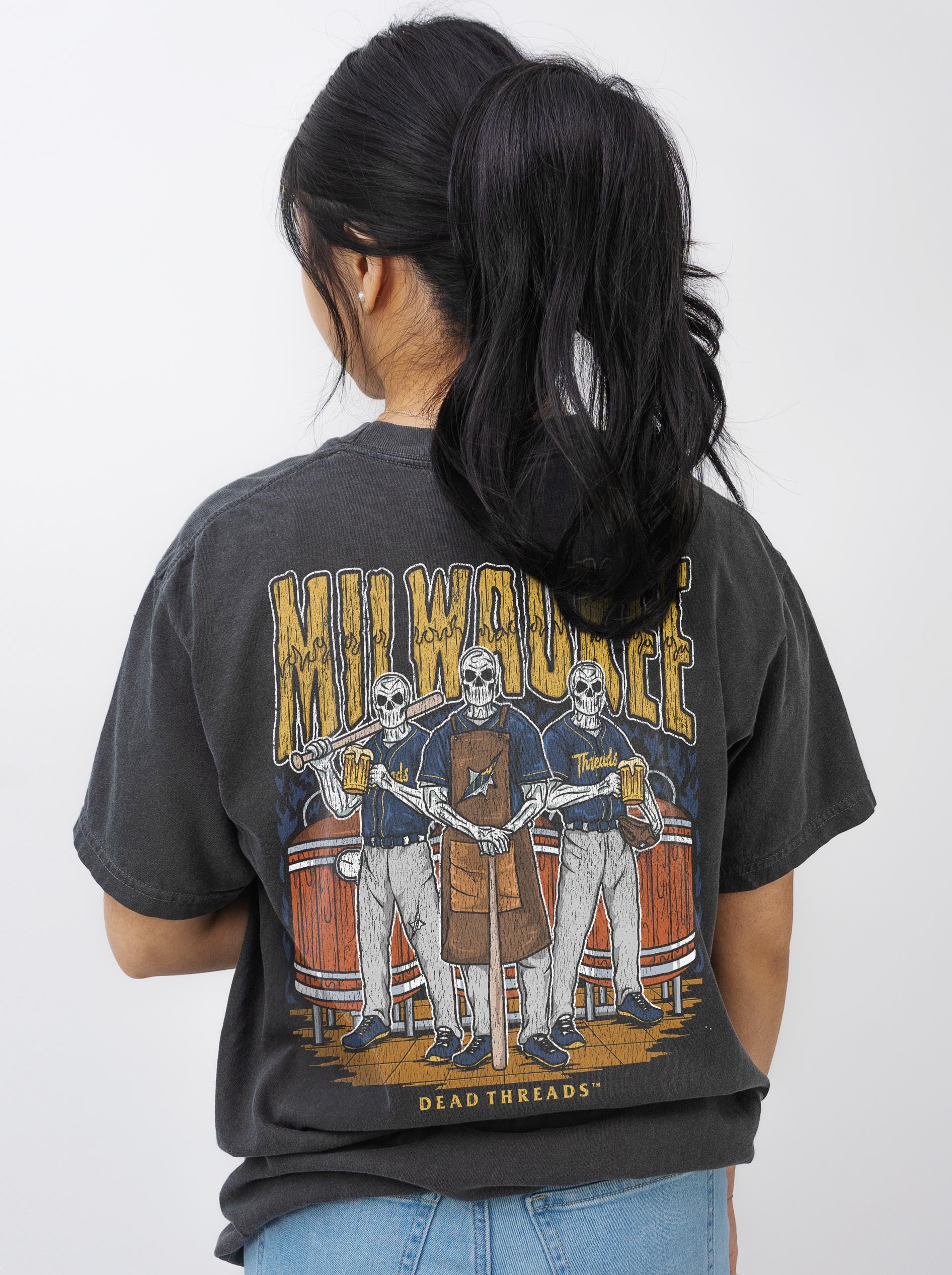 MILWAUKEE BASEBALL - "3 SKULL" PREMIUM SHIRT – T-Shirt – Dead Threads Apparel