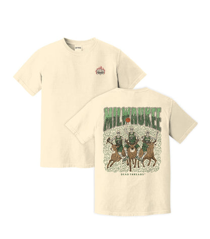 MILWAUKEE BASKETBALL - “3 SKULL” PREMIUM T - SHIRT – T-Shirt – Dead Threads Apparel