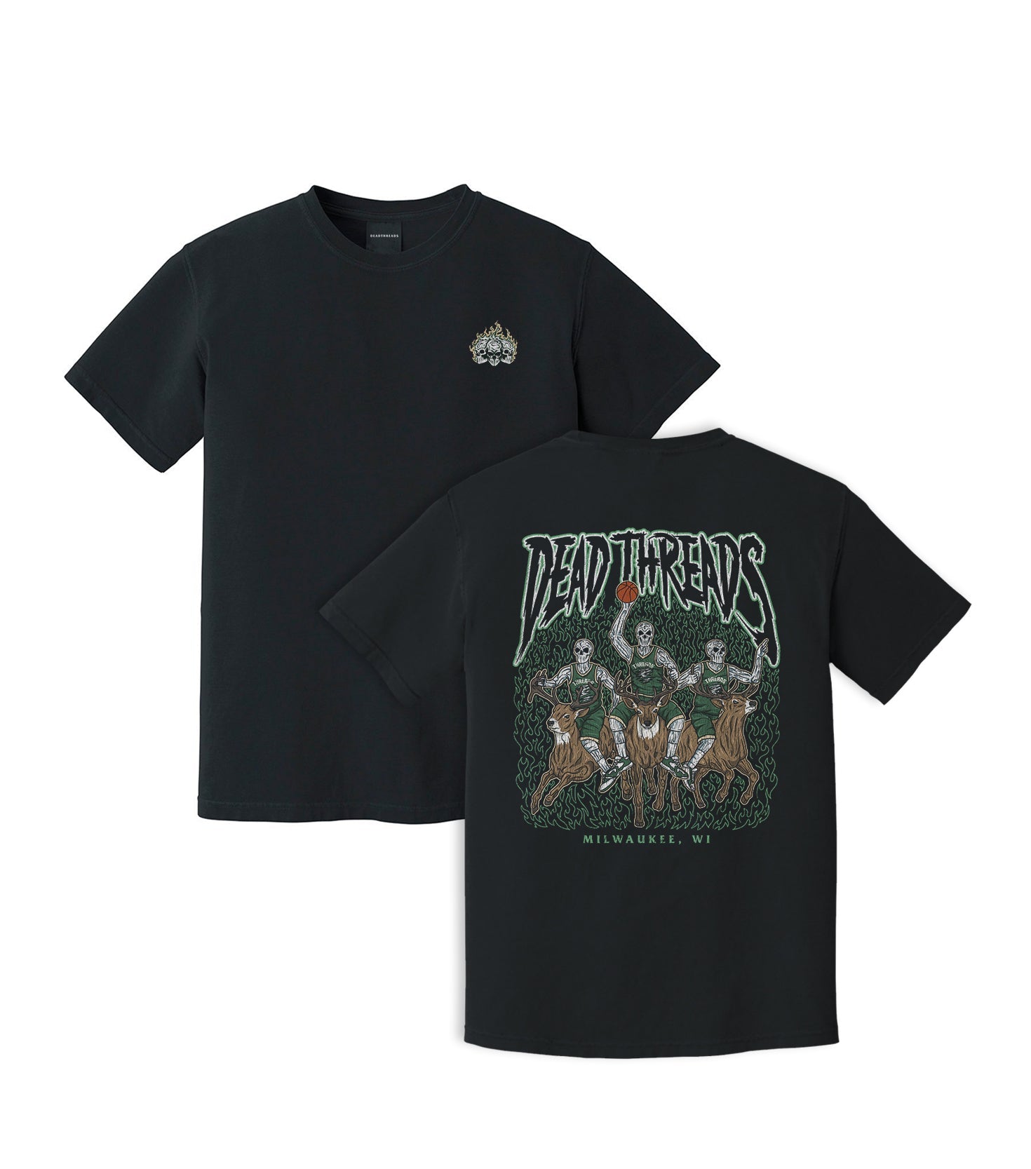 MILWAUKEE BASKETBALL - “3 SKULL” PREMIUM T-SHIRT – T-Shirt – Dead Threads Apparel