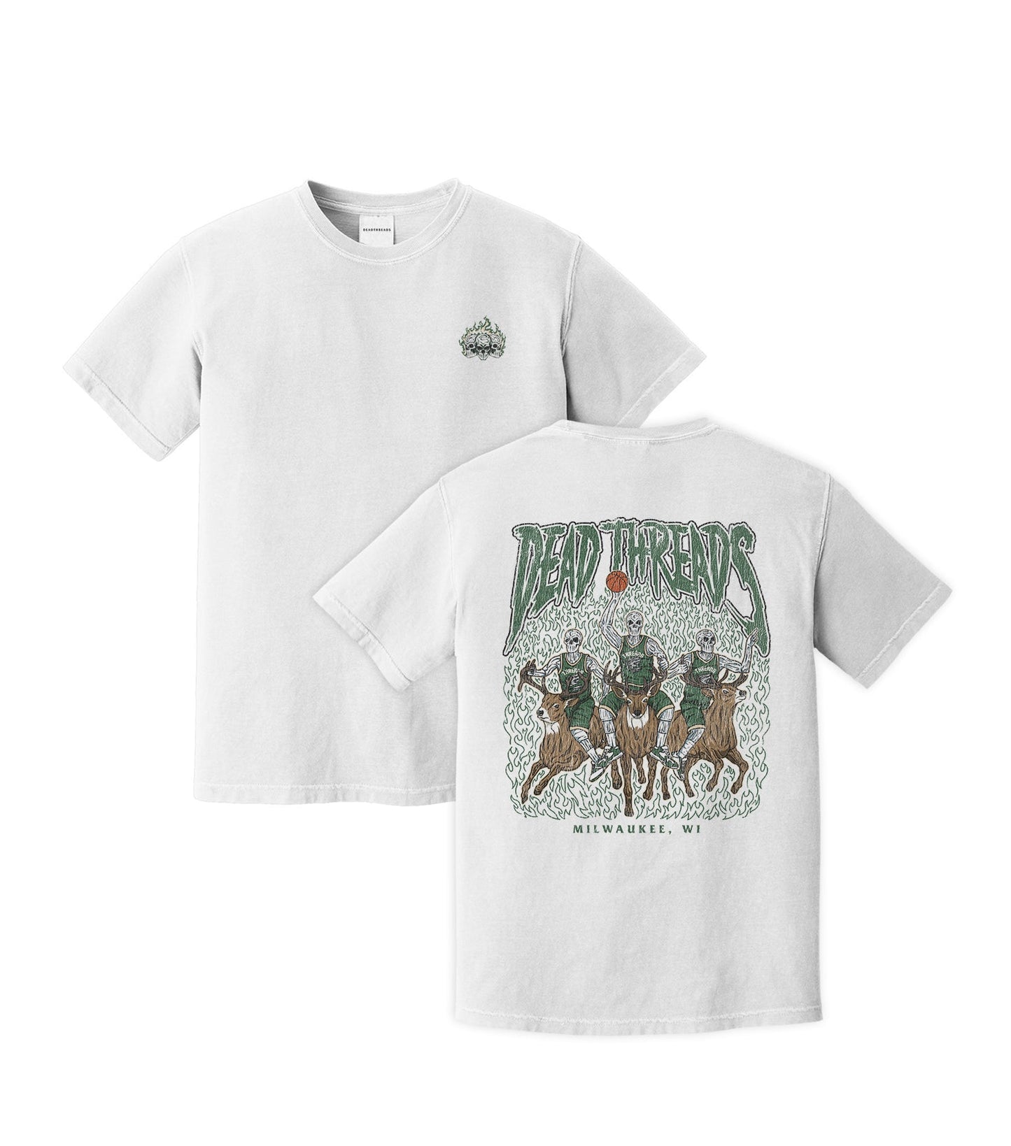 MILWAUKEE BASKETBALL - “3 SKULL” PREMIUM T-SHIRT – T-Shirt – Dead Threads Apparel