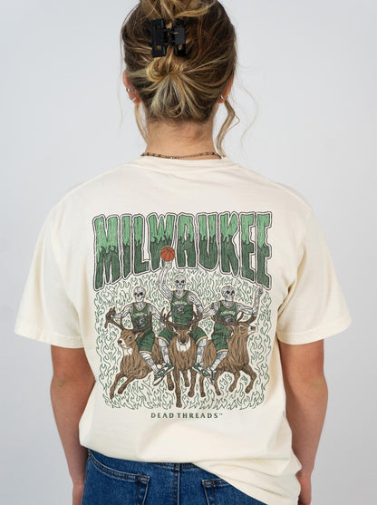 MILWAUKEE BASKETBALL - “3 SKULL” PREMIUM T - SHIRT – T-Shirt – Dead Threads Apparel