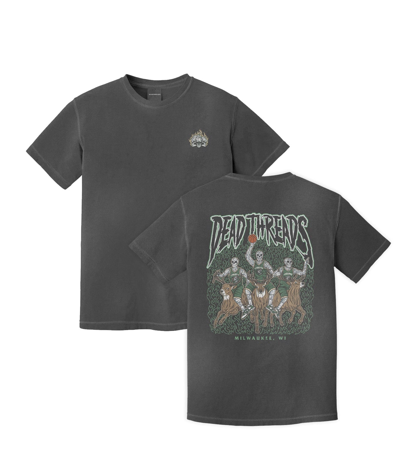 MILWAUKEE BASKETBALL - “3 SKULL” PREMIUM T-SHIRT – T-Shirt – Dead Threads Apparel