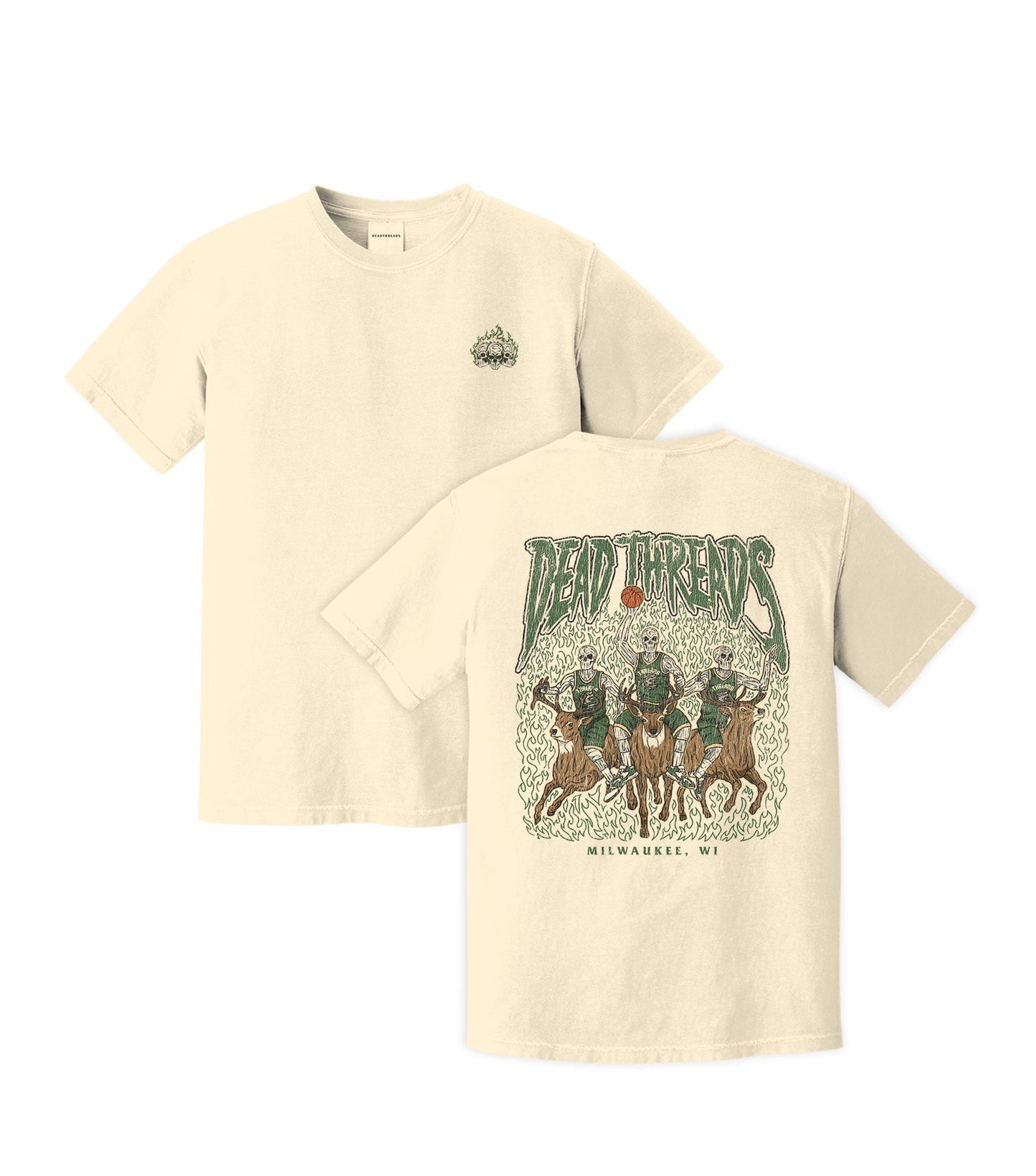 MILWAUKEE BASKETBALL - “3 SKULL” PREMIUM T-SHIRT – T-Shirt – Dead Threads Apparel