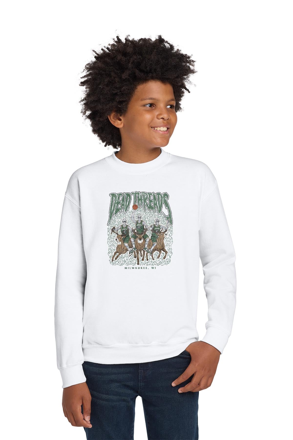 MILWAUKEE BASKETBALL - KIDS CREWNECK SWEATSHIRT – Kids clothes – Dead Threads Apparel