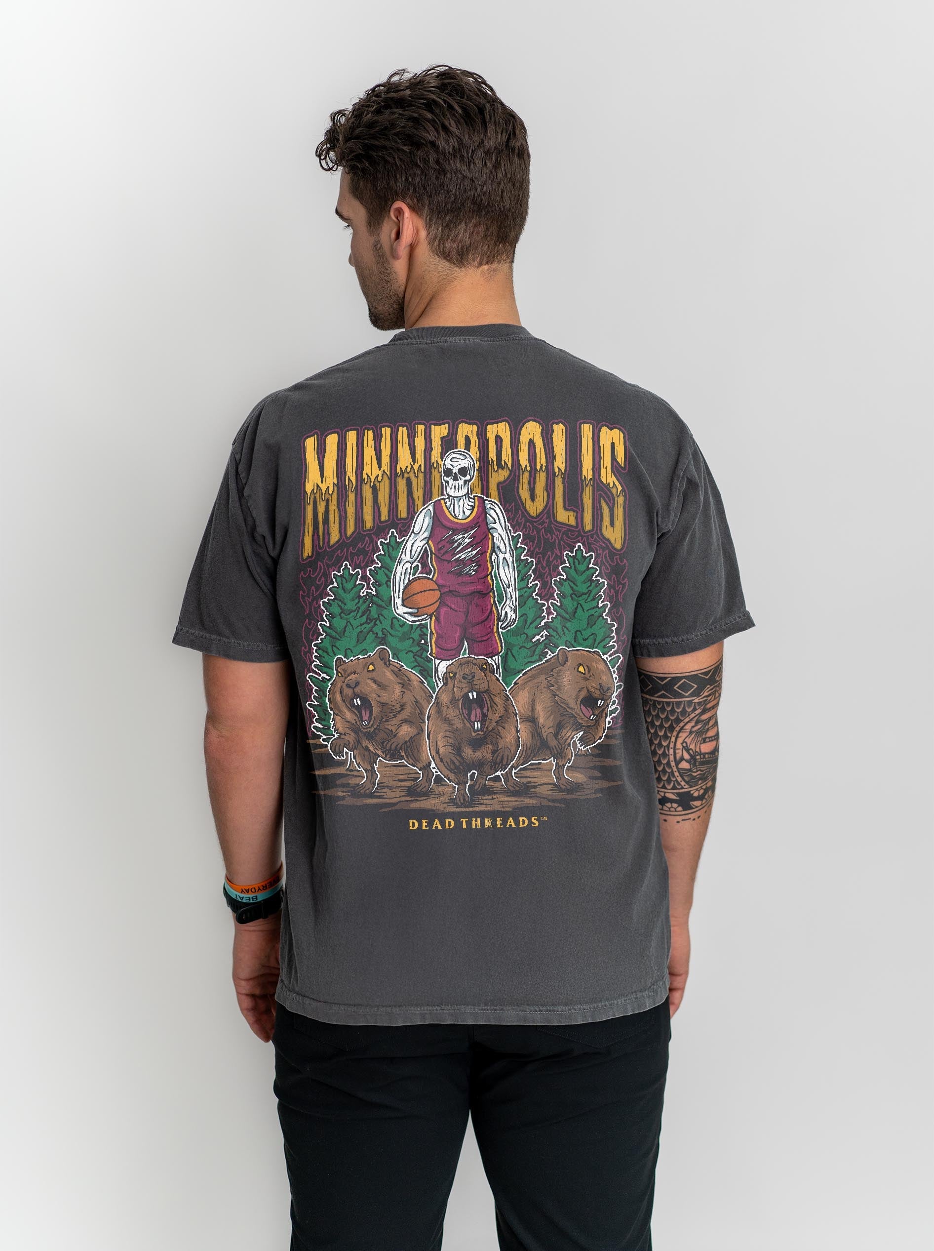 MINNEAPOLIS BASKETBALL - “3 SKULL” PREMIUM T - SHIRT – T-Shirt – Dead Threads Apparel
