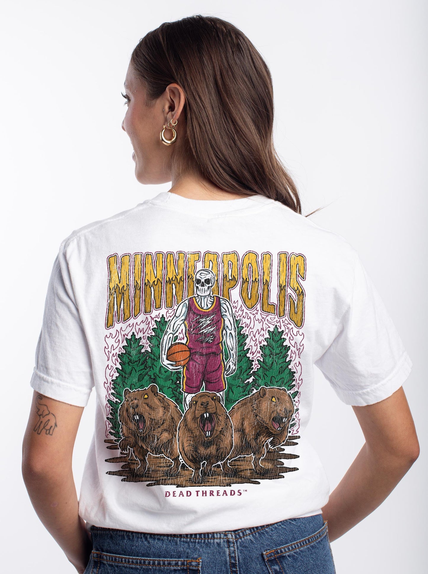 MINNEAPOLIS BASKETBALL - “3 SKULL” PREMIUM T - SHIRT – T-Shirt – Dead Threads Apparel