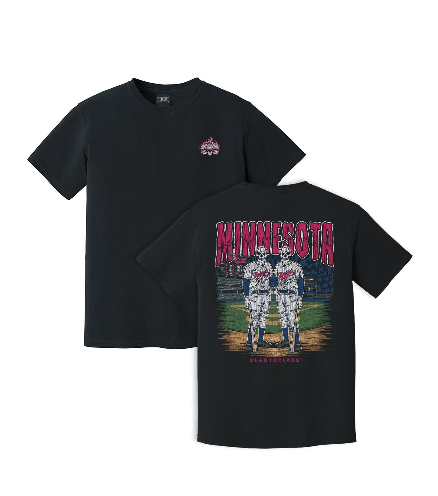 MINNESOTA BASEBALL - “3 SKULL” PREMIUM T - SHIRT – T-Shirt – Dead Threads Apparel
