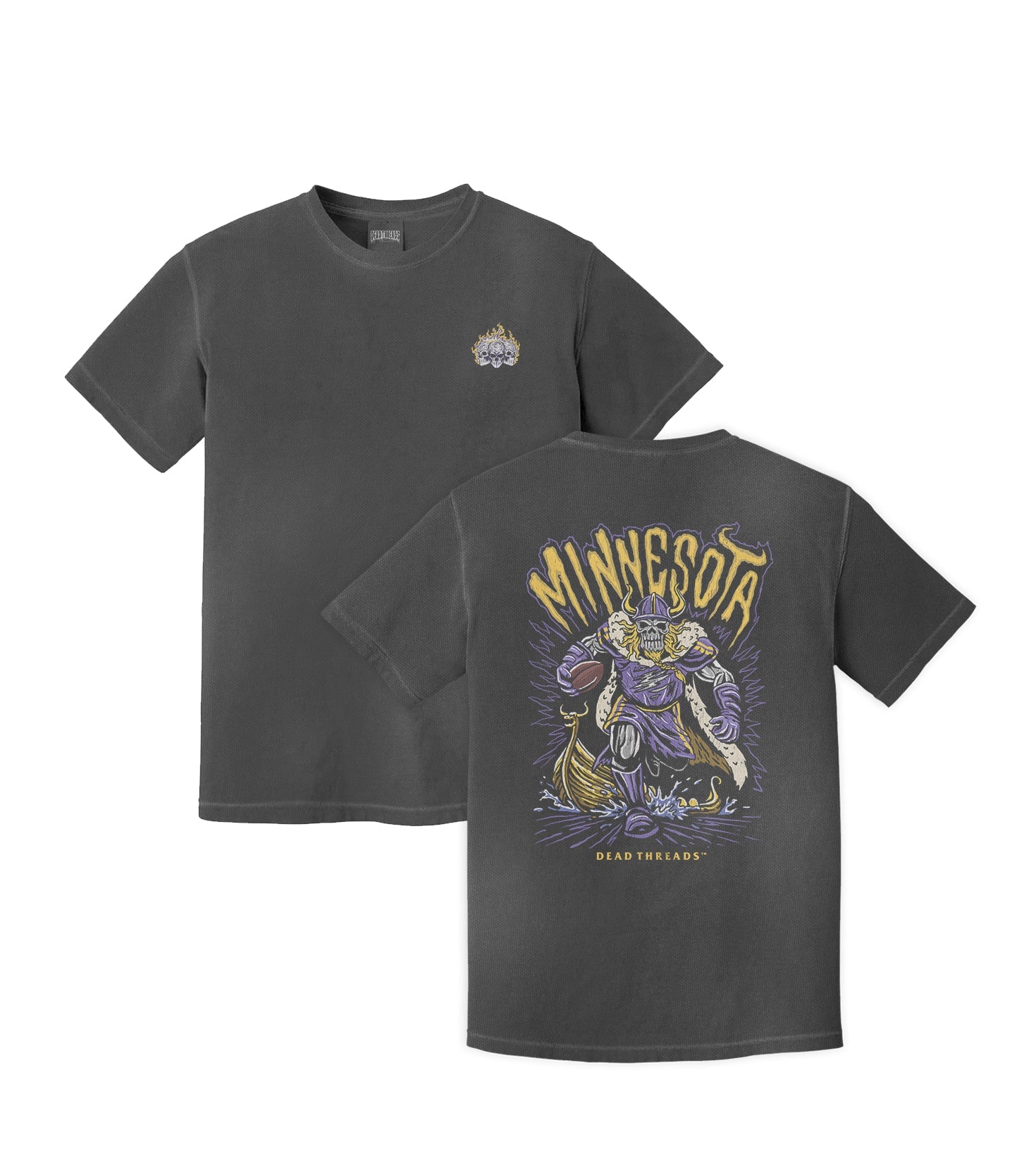 MINNESOTA FOOTBALL v1 - “3 SKULL” PREMIUM T - SHIRT – T-Shirt – Dead Threads Apparel
