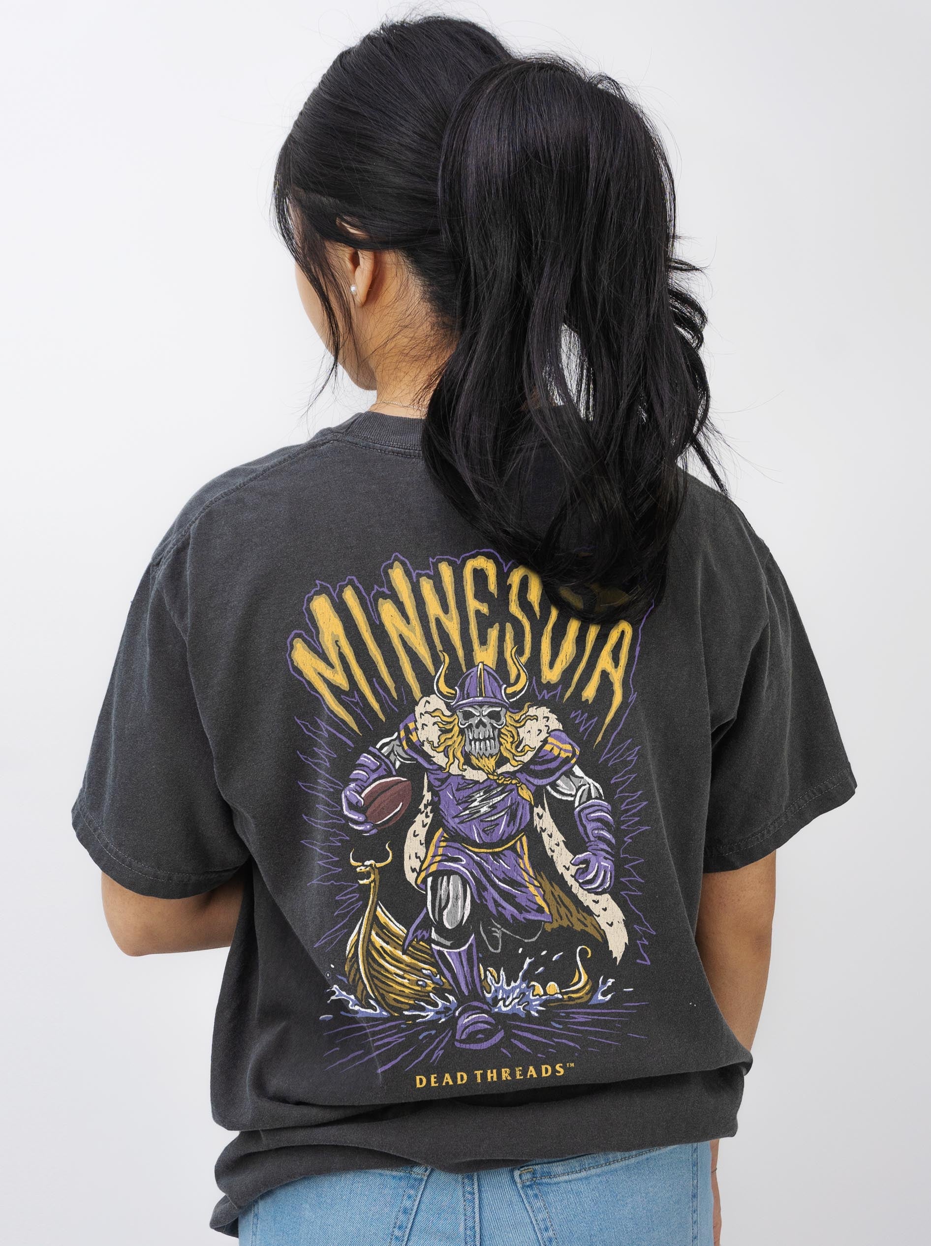 MINNESOTA FOOTBALL v1 - “3 SKULL” PREMIUM T - SHIRT – T-Shirt – Dead Threads Apparel