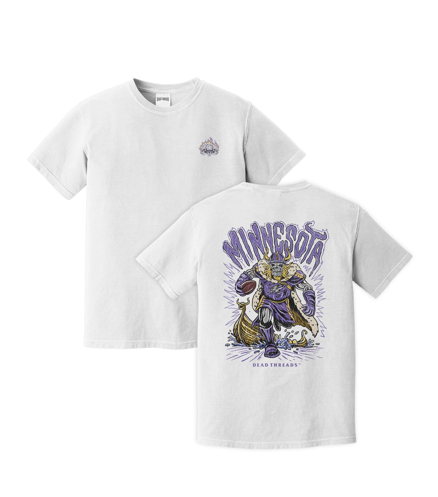 MINNESOTA FOOTBALL v1 - “3 SKULL” PREMIUM T - SHIRT – T-Shirt – Dead Threads Apparel