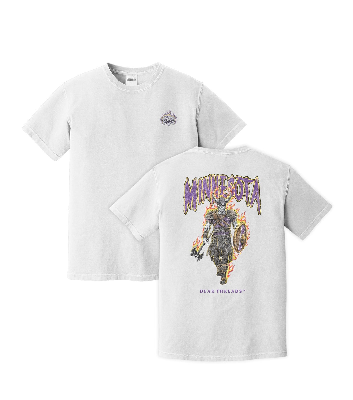 MINNESOTA FOOTBALL v2 - “3 SKULL” PREMIUM T - SHIRT – T-Shirt – Dead Threads Apparel
