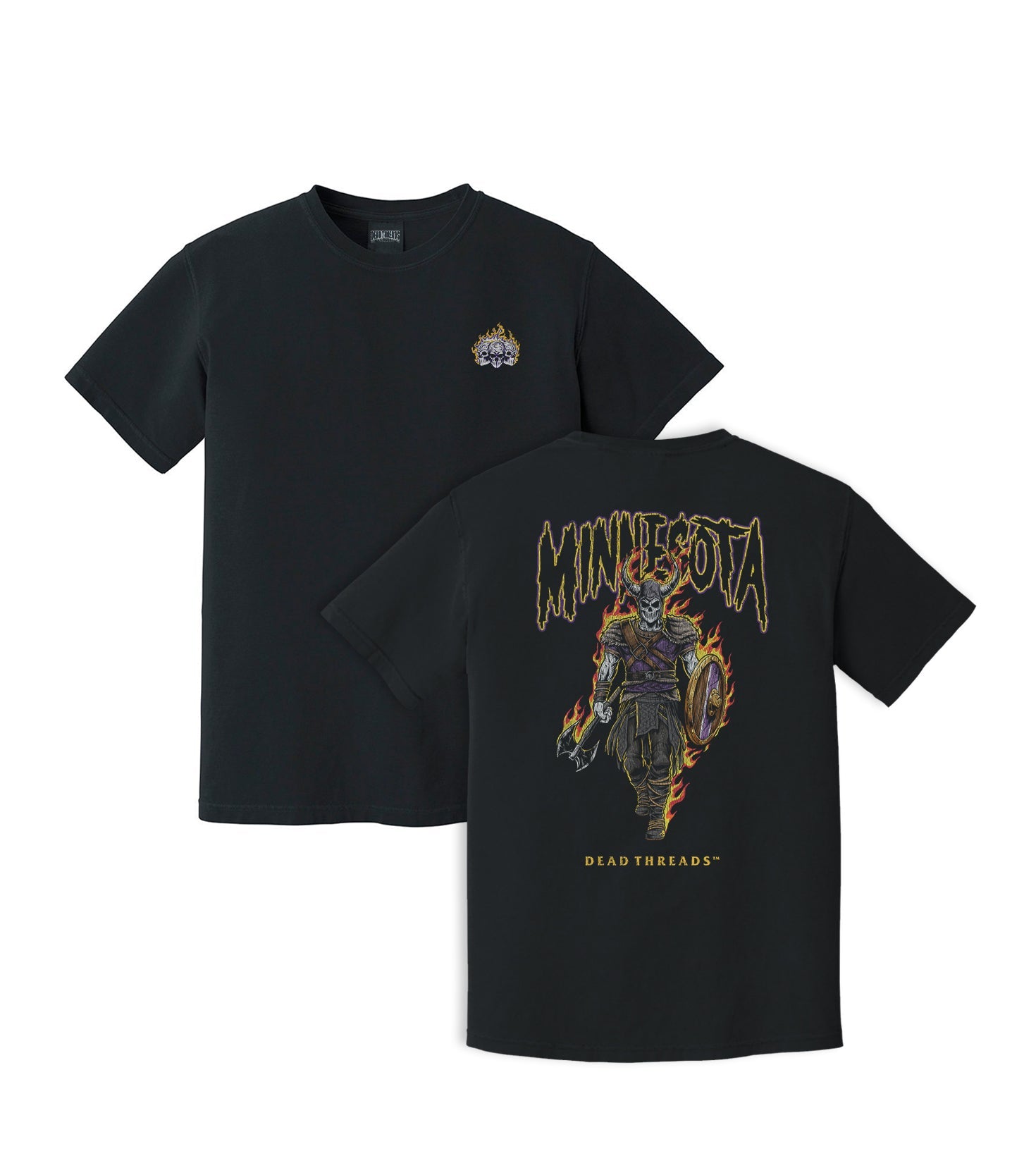 MINNESOTA FOOTBALL v2 - “3 SKULL” PREMIUM T - SHIRT – T-Shirt – Dead Threads Apparel