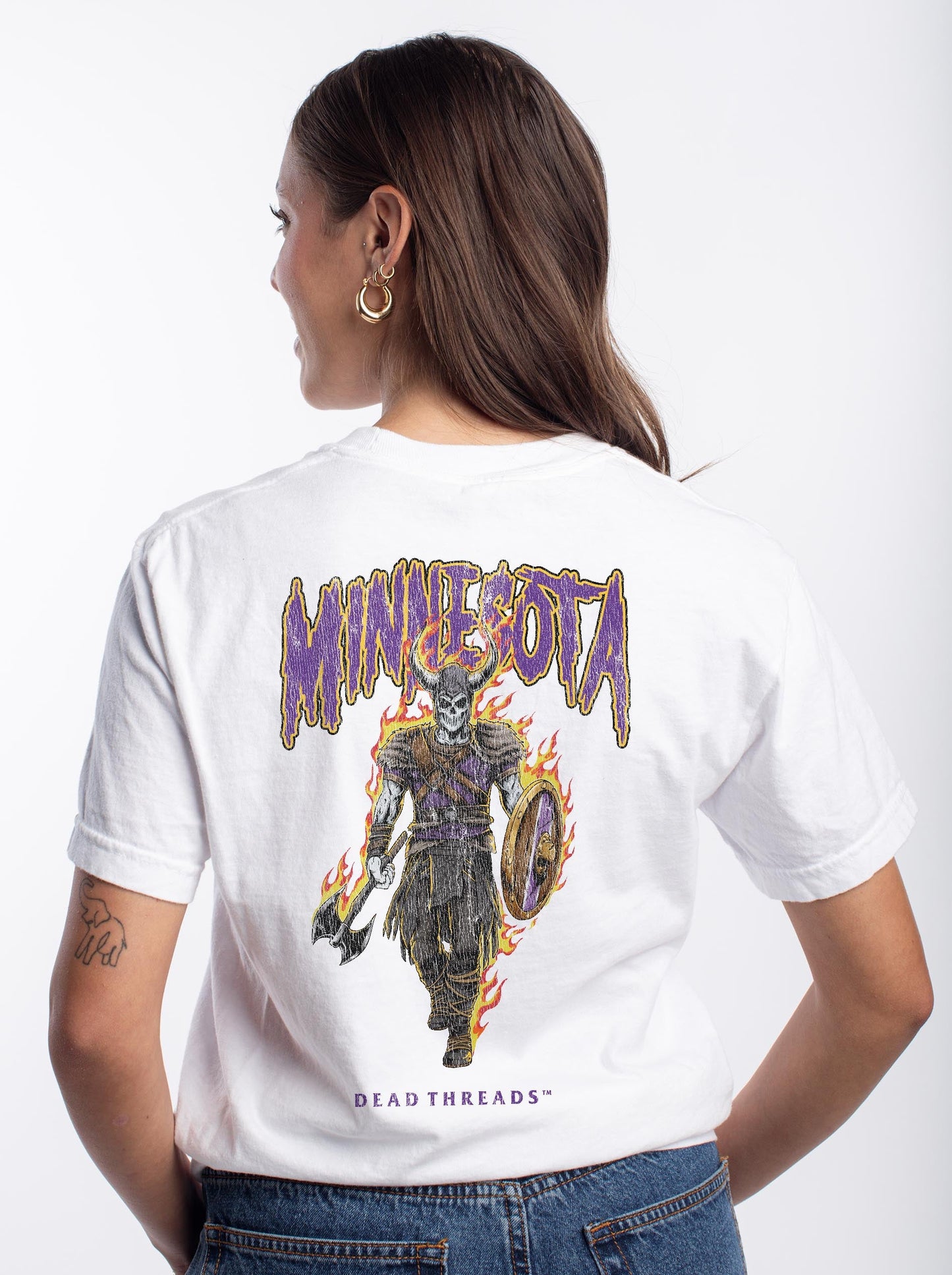 MINNESOTA FOOTBALL v2 - “3 SKULL” PREMIUM T - SHIRT – T-Shirt – Dead Threads Apparel