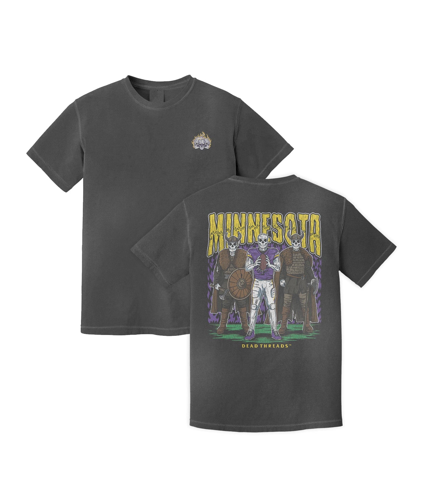 MINNESOTA FOOTBALL v3 - “3 SKULL” PREMIUM T - SHIRT – T-Shirt – Dead Threads Apparel