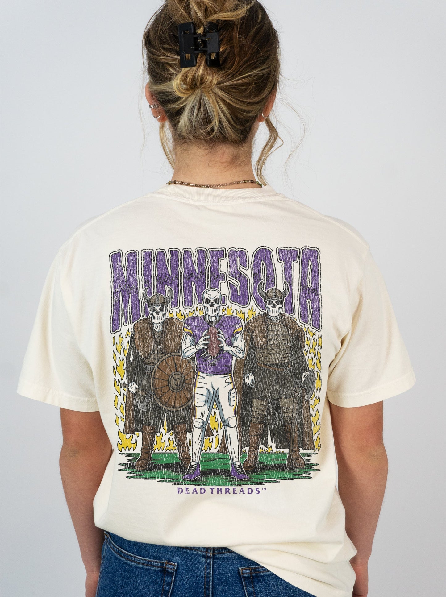 MINNESOTA FOOTBALL v3 - “3 SKULL” PREMIUM T - SHIRT – T-Shirt – Dead Threads Apparel