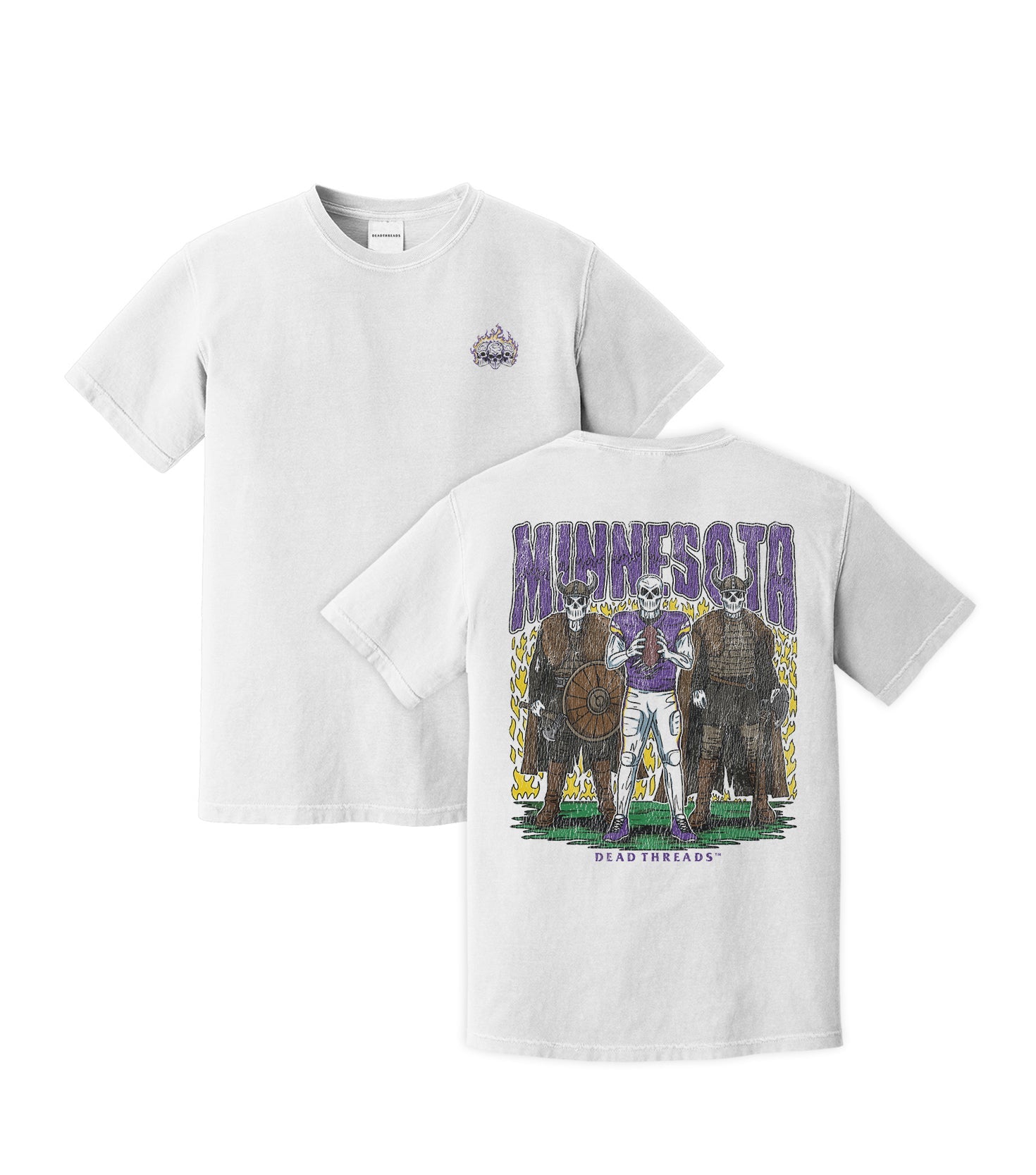 MINNESOTA FOOTBALL v3 - “3 SKULL” PREMIUM T - SHIRT – T-Shirt – Dead Threads Apparel