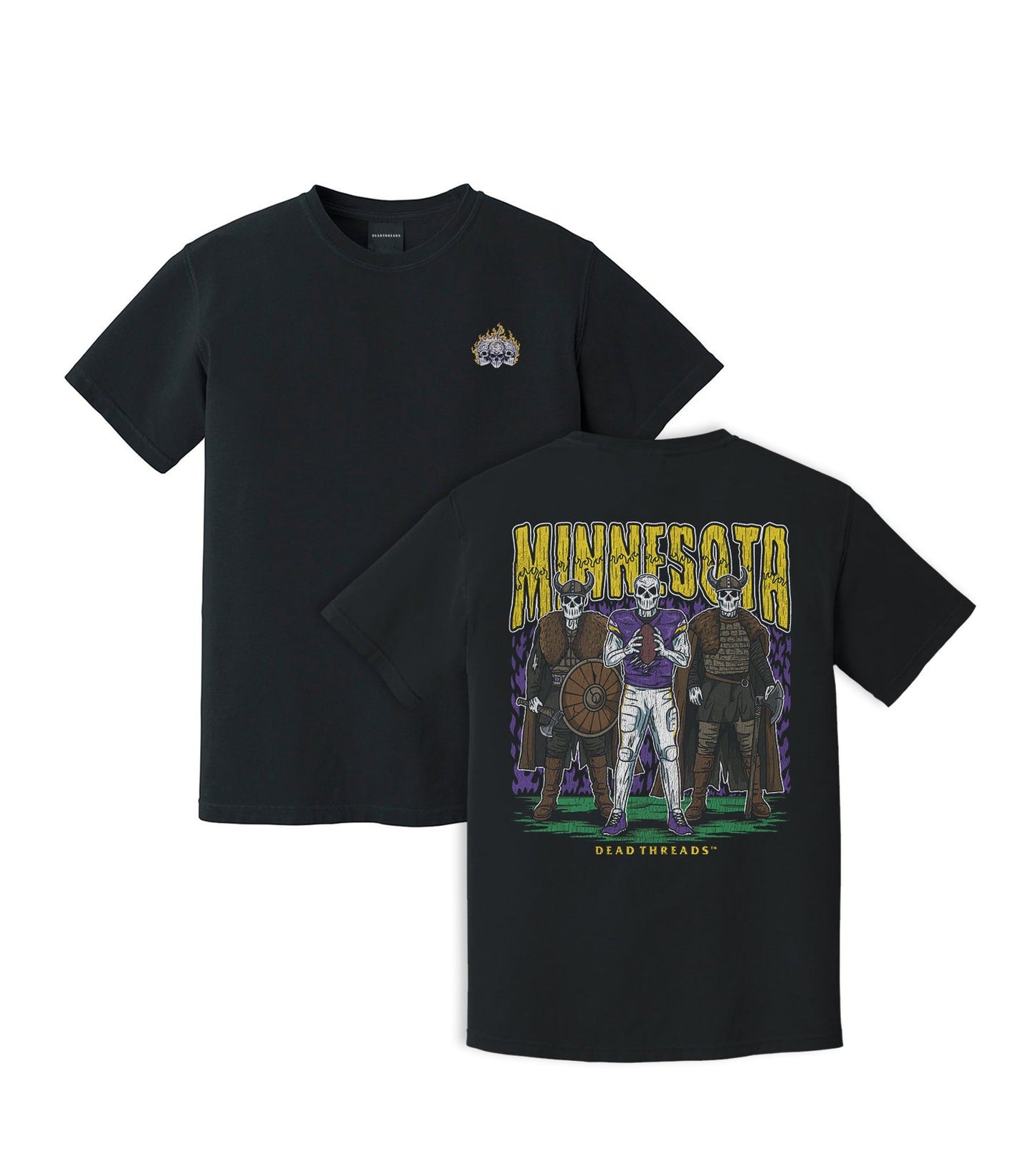 MINNESOTA FOOTBALL v3 - “3 SKULL” PREMIUM T - SHIRT – T-Shirt – Dead Threads Apparel