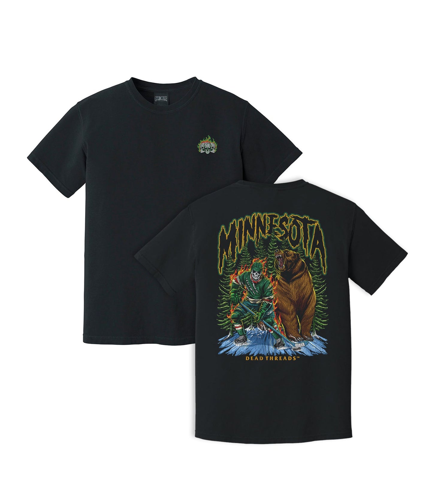 MINNESOTA HOCKEY - “3 SKULL” PREMIUM T - SHIRT – T-Shirt – Dead Threads Apparel