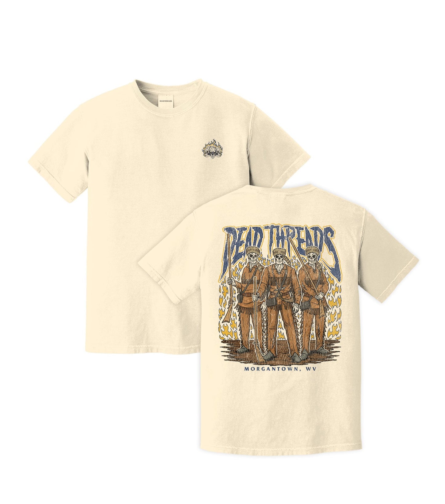 MORGANTOWN - “3 SKULL” PREMIUM T - SHIRT – T-Shirt – Dead Threads Apparel