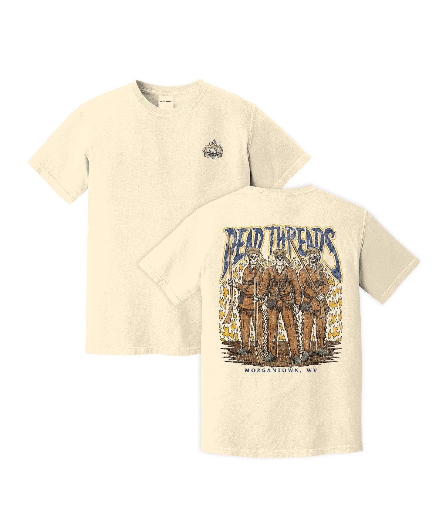 MORGANTOWN - “3 SKULL” PREMIUM T - SHIRT – T-Shirt – Dead Threads Apparel