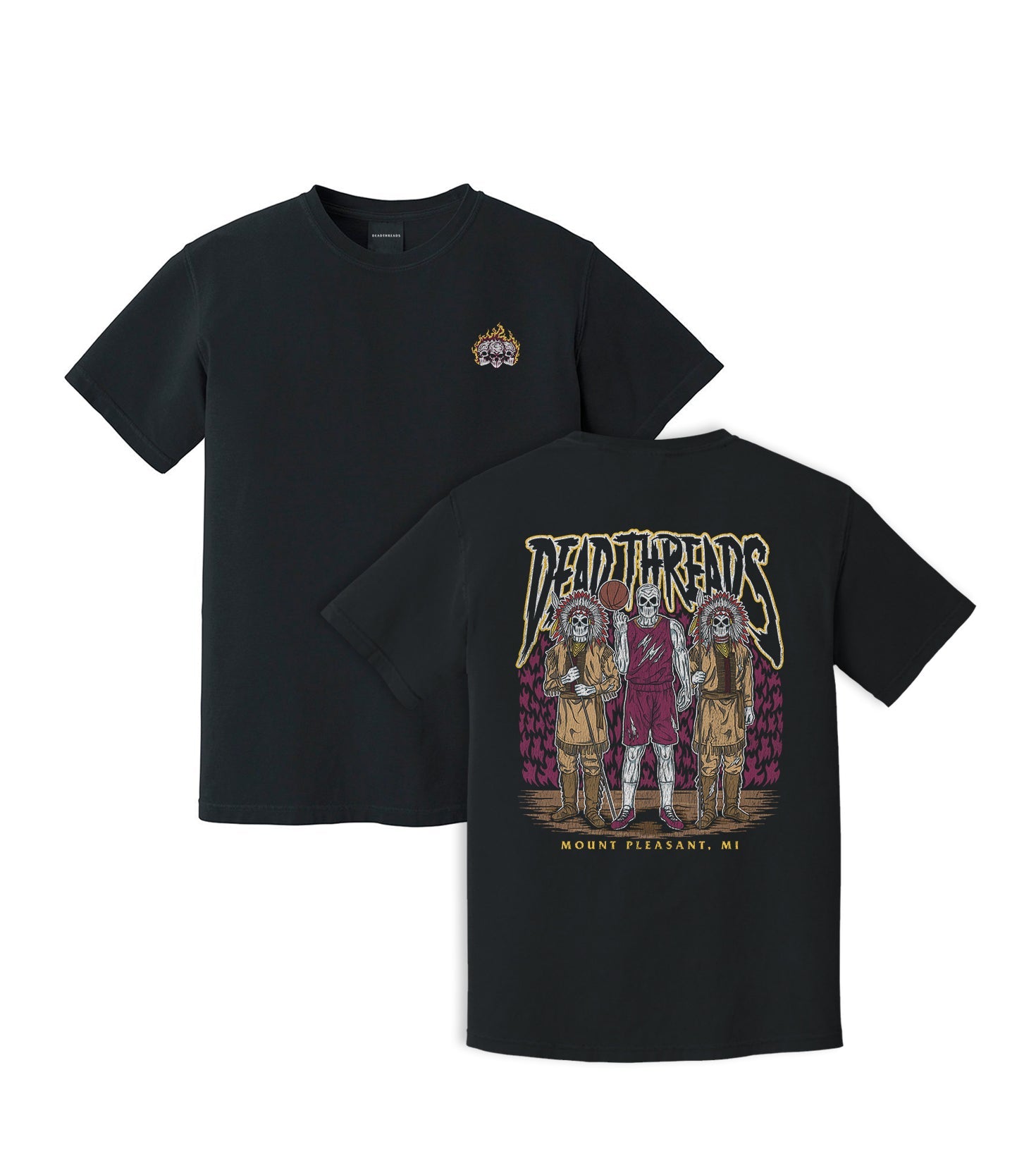 MOUNT PLEASANT BASKETBALL - “3 SKULL” PREMIUM T-SHIRT – T-Shirt – Dead Threads Apparel