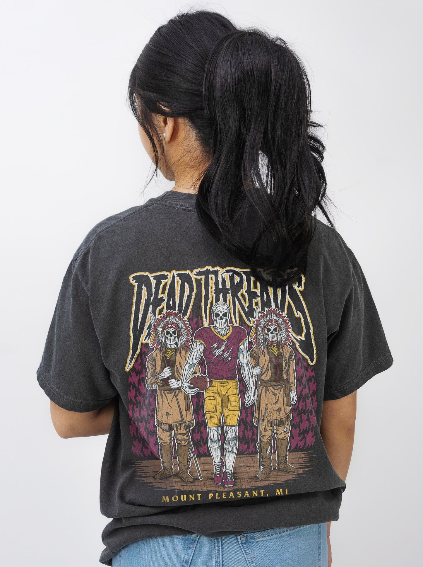 MOUNT PLEASANT FOOTBALL - “3 SKULL” PREMIUM T-SHIRT – T-Shirt – Dead Threads Apparel