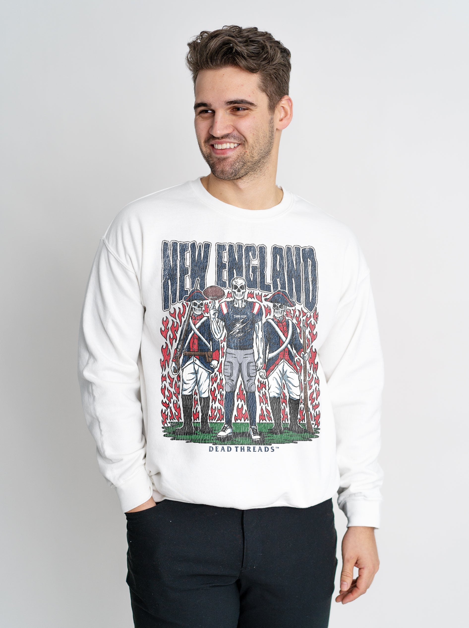 NEW ENGLAND FOOTBALL CREWNECK SWEATSHIRT – Sweatshirt – Dead Threads Apparel