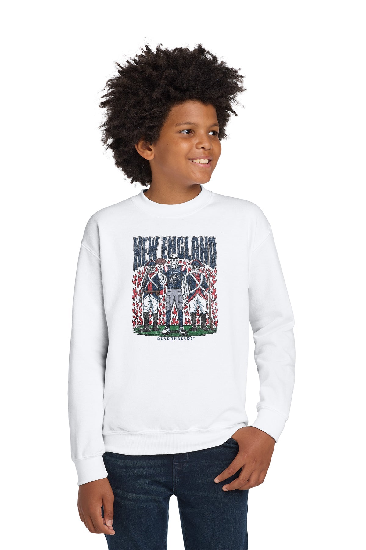 NEW ENGLAND FOOTBALL KIDS CREWNECK SWEATSHIRT – Kids clothes – Dead Threads Apparel