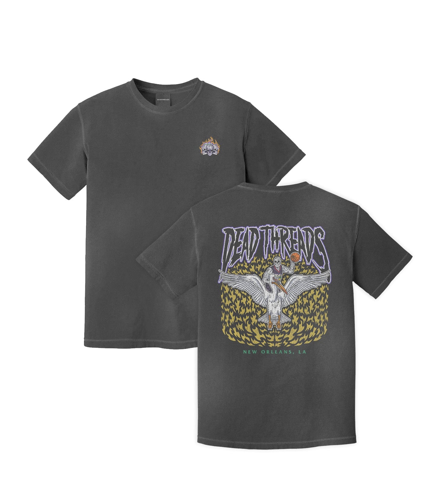 NEW ORLEANS BASKETBALL - “3 SKULL” PREMIUM T-SHIRT – T-Shirt – Dead Threads Apparel