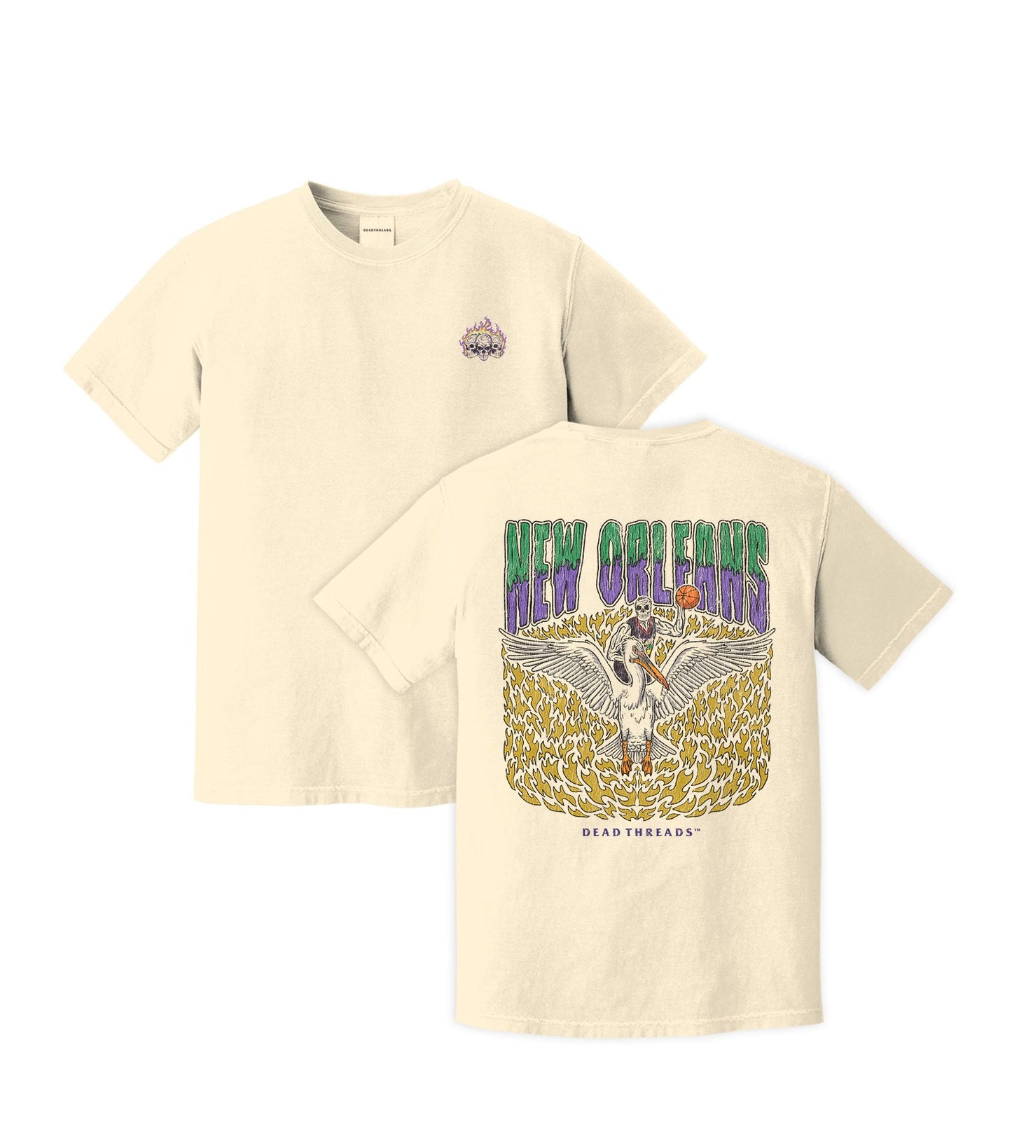 NEW ORLEANS BASKETBALL - “3 SKULL” PREMIUM T - SHIRT – T-Shirt – Dead Threads Apparel