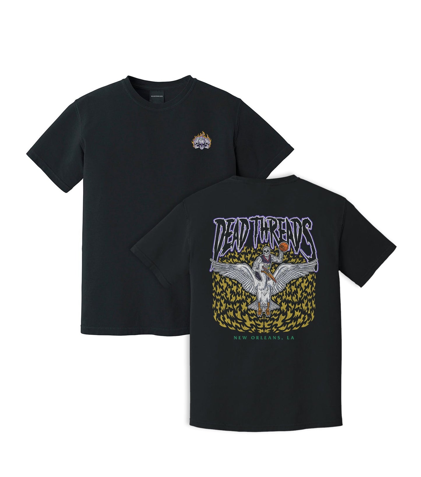 NEW ORLEANS BASKETBALL - “3 SKULL” PREMIUM T-SHIRT – T-Shirt – Dead Threads Apparel