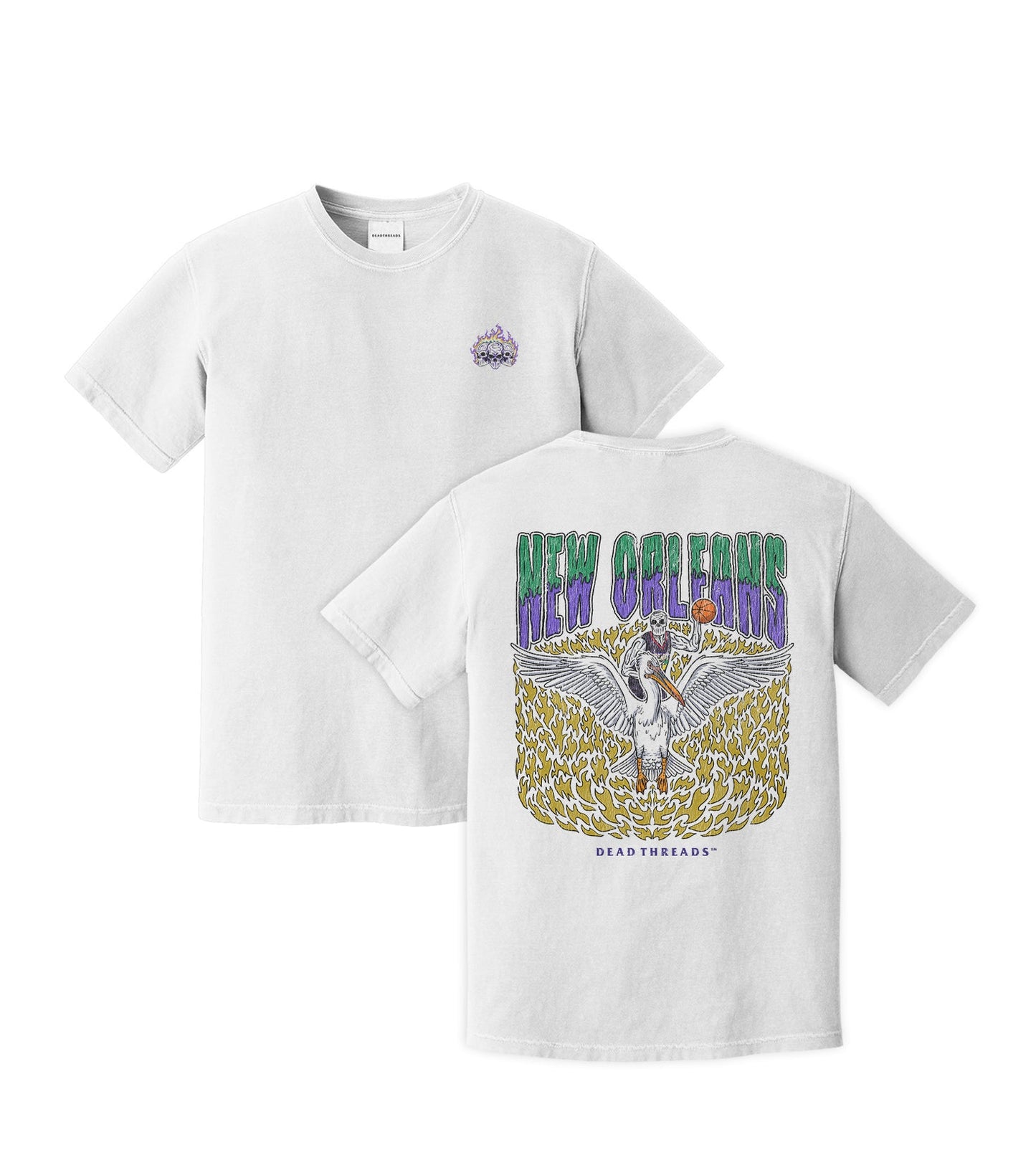 NEW ORLEANS BASKETBALL - “3 SKULL” PREMIUM T - SHIRT – T-Shirt – Dead Threads Apparel