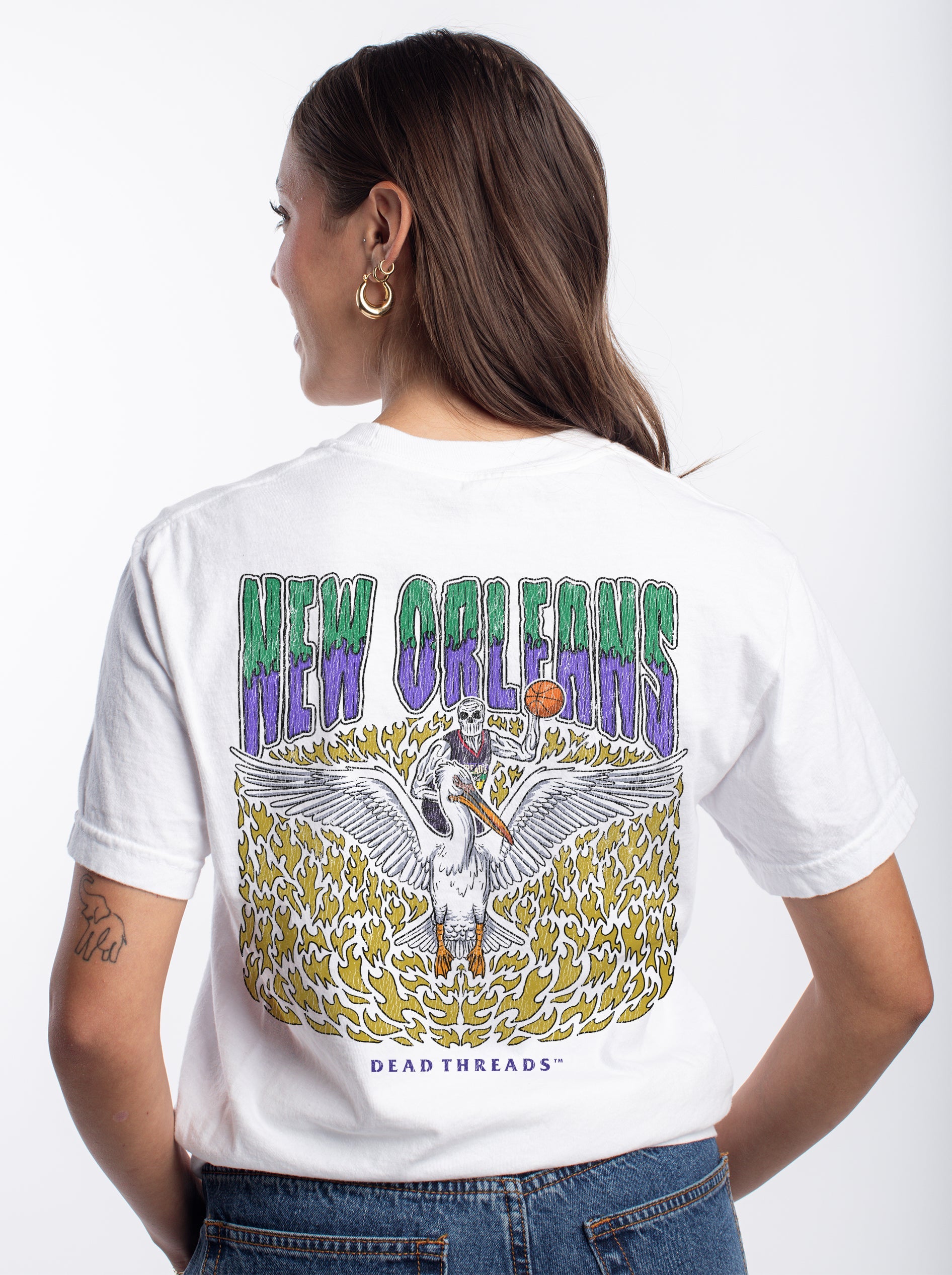 NEW ORLEANS BASKETBALL - “3 SKULL” PREMIUM T - SHIRT – T-Shirt – Dead Threads Apparel