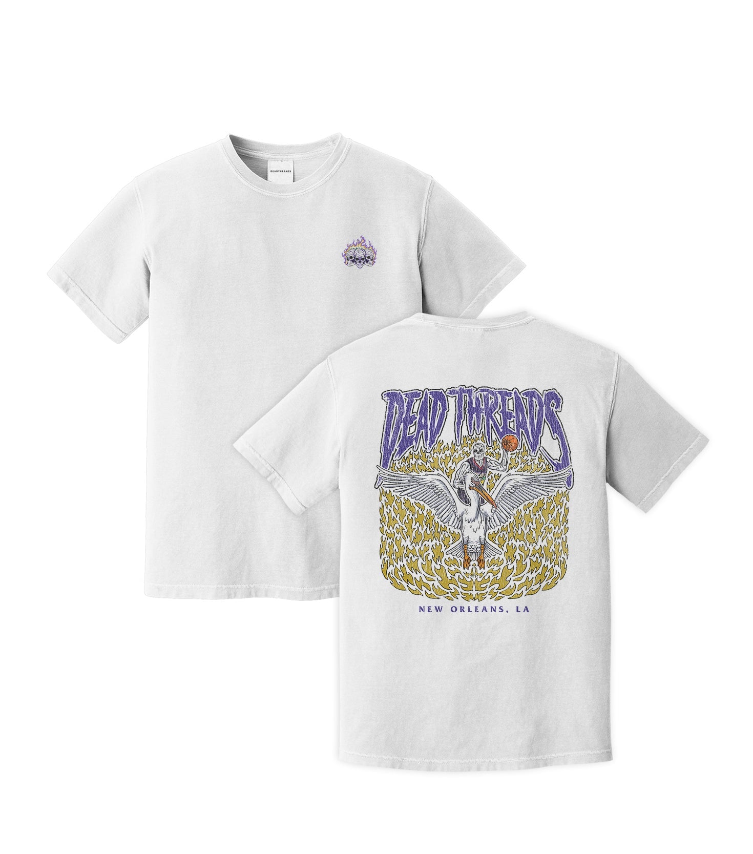 NEW ORLEANS BASKETBALL - “3 SKULL” PREMIUM T-SHIRT – T-Shirt – Dead Threads Apparel