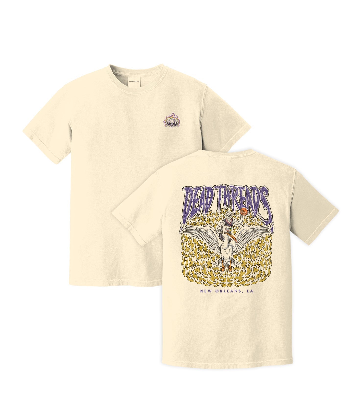 NEW ORLEANS BASKETBALL - “3 SKULL” PREMIUM T-SHIRT – T-Shirt – Dead Threads Apparel