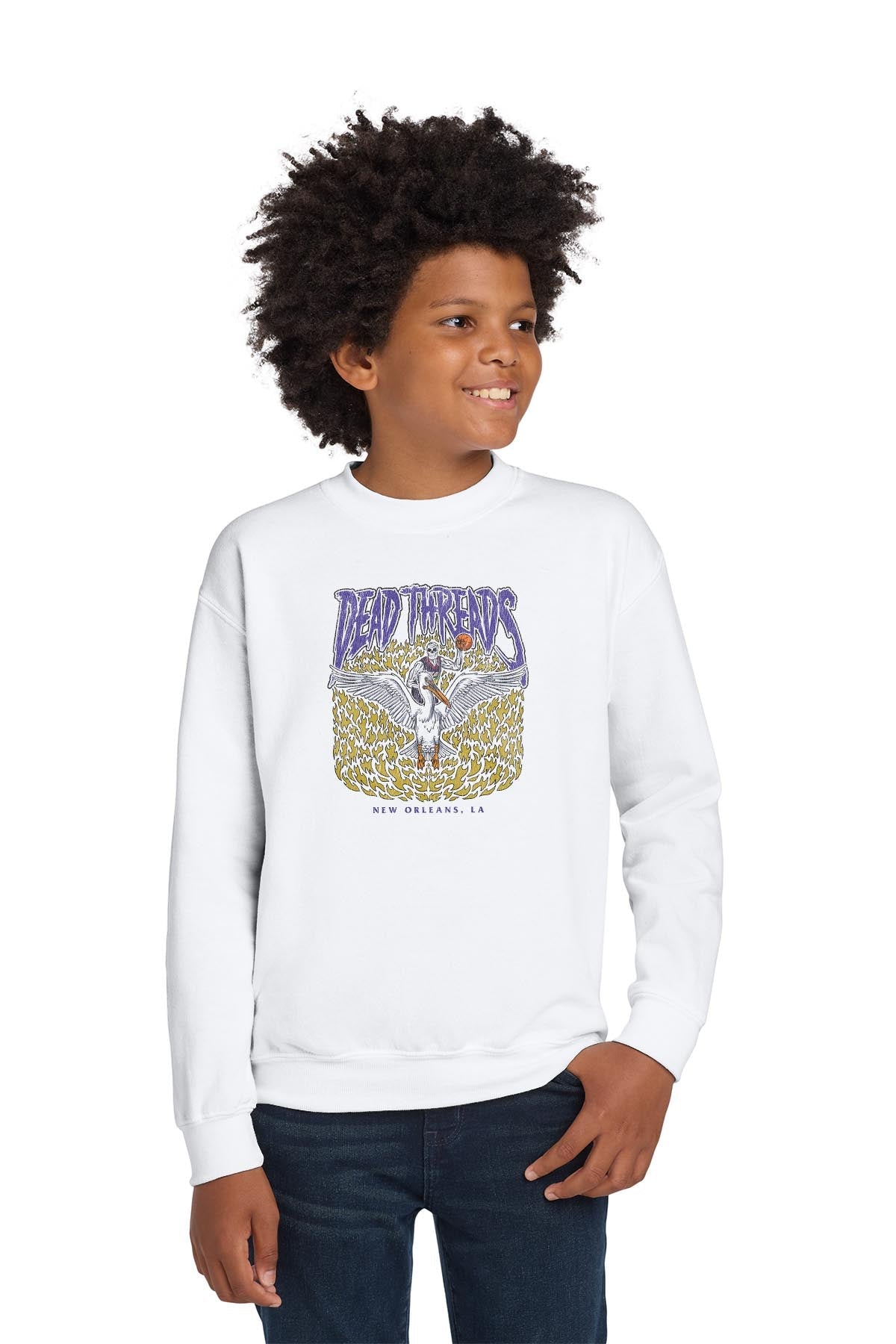 NEW ORLEANS BASKETBALL - KIDS CREWNECK SWEATSHIRT – Kids clothes – Dead Threads Apparel