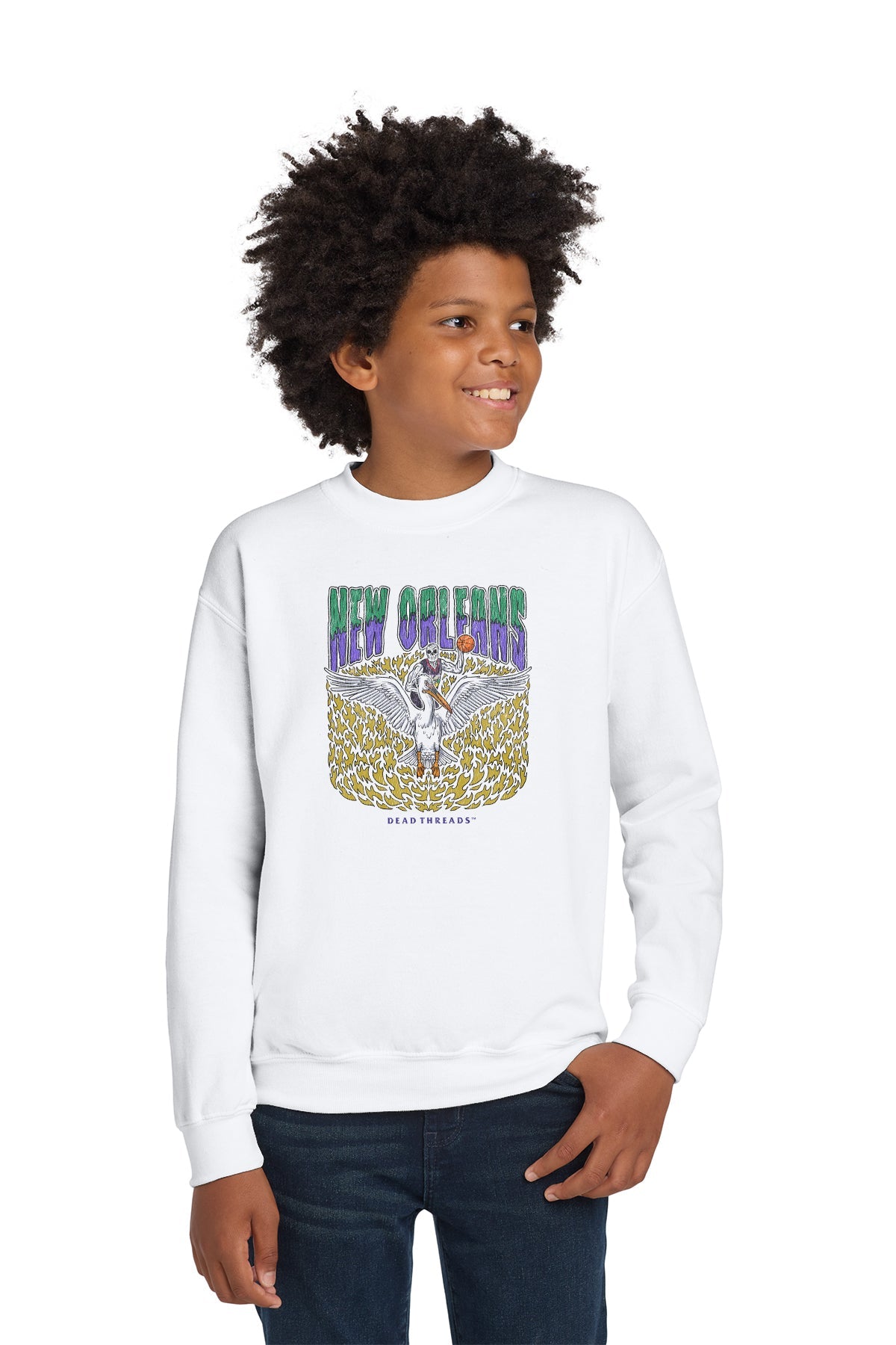 NEW ORLEANS BASKETBALL KIDS CREWNECK SWEATSHIRT – Kids clothes – Dead Threads Apparel