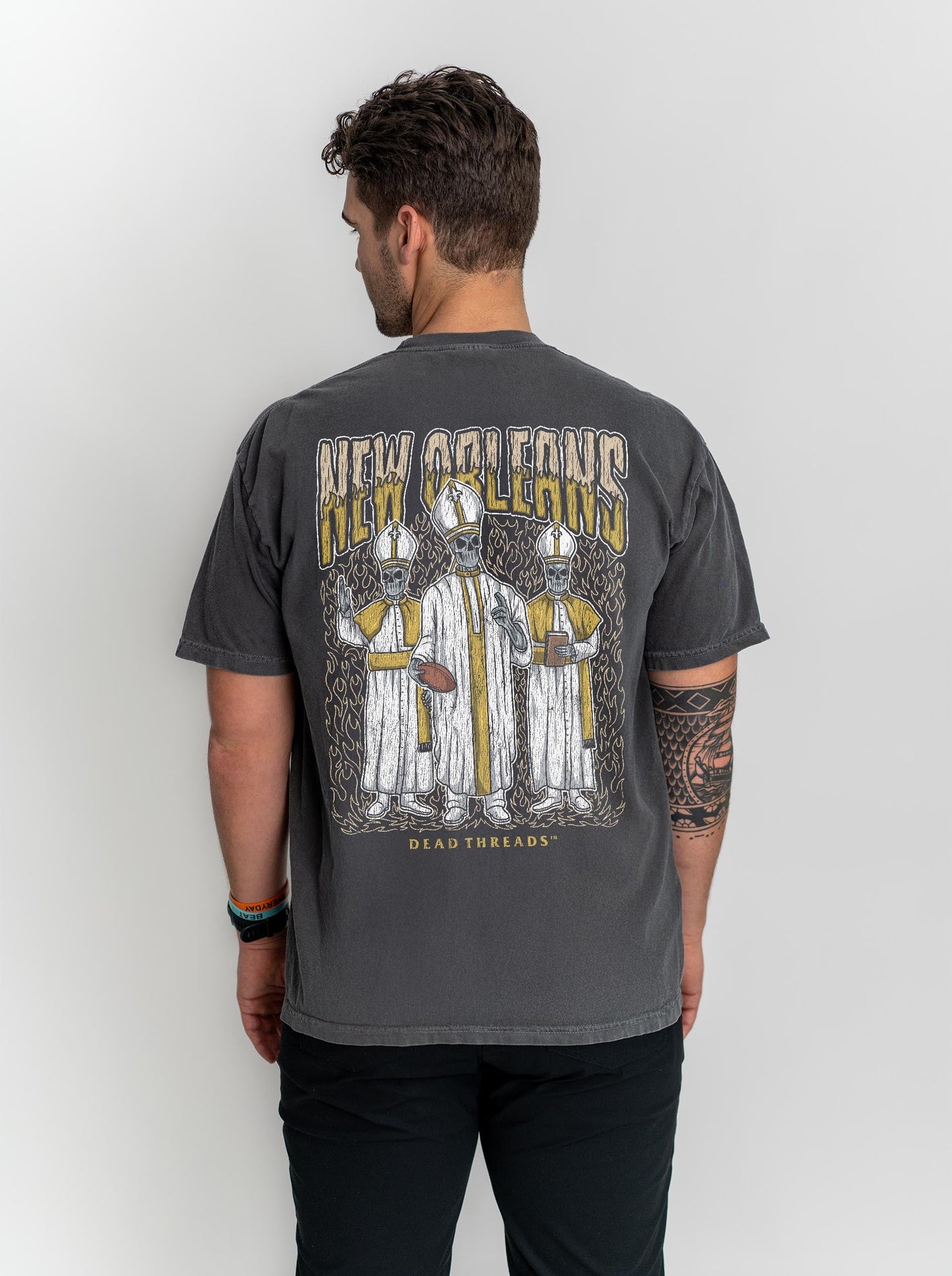 NEW ORLEANS FOOTBALL - “3 SKULL” PREMIUM T - SHIRT – T-Shirt – Dead Threads Apparel
