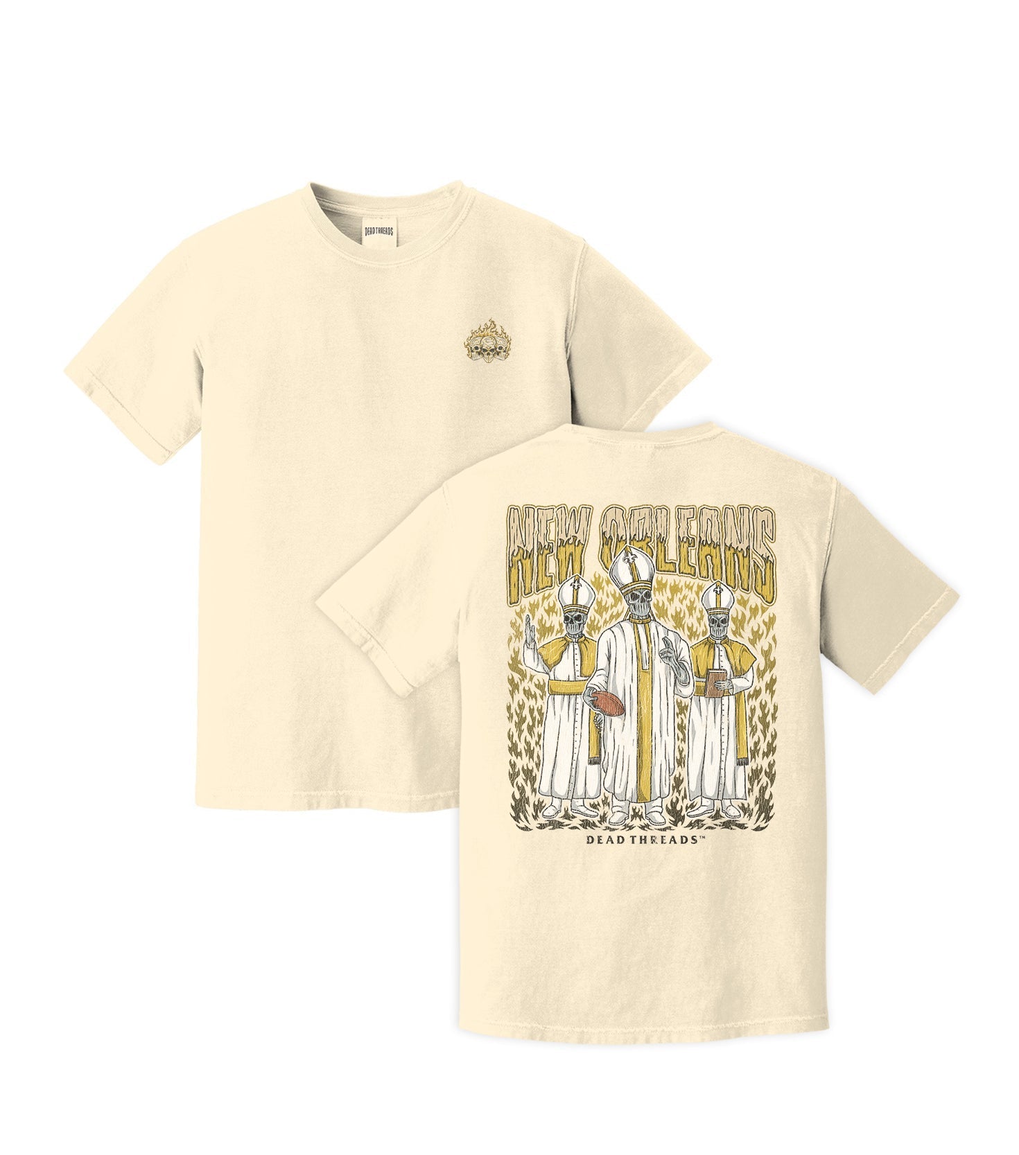 NEW ORLEANS FOOTBALL - “3 SKULL” PREMIUM T - SHIRT – T-Shirt – Dead Threads Apparel