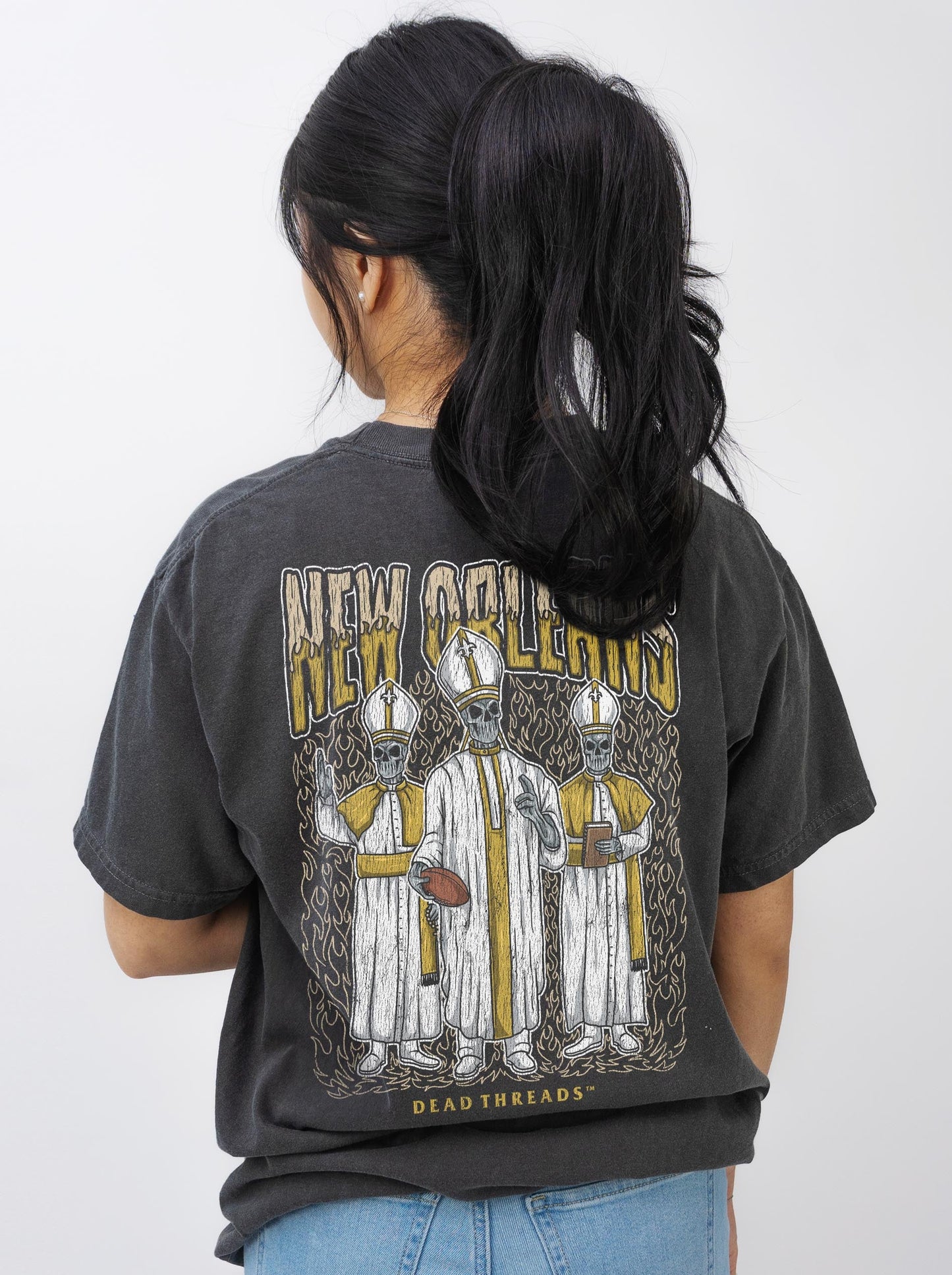 NEW ORLEANS FOOTBALL - “3 SKULL” PREMIUM T - SHIRT – T-Shirt – Dead Threads Apparel