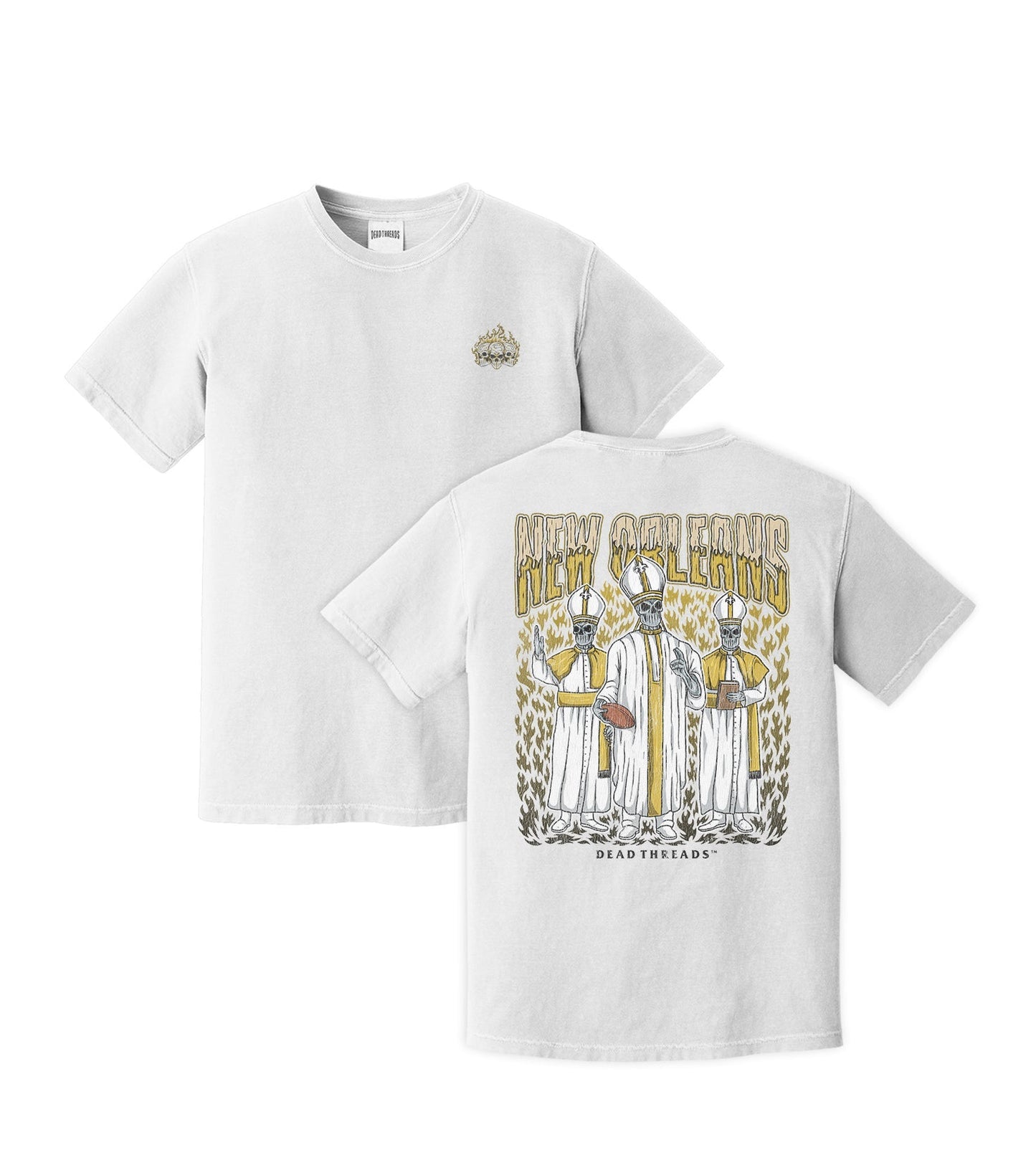 NEW ORLEANS FOOTBALL - “3 SKULL” PREMIUM T - SHIRT – T-Shirt – Dead Threads Apparel