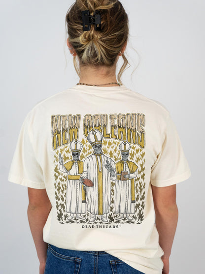 NEW ORLEANS FOOTBALL - “3 SKULL” PREMIUM T - SHIRT – T-Shirt – Dead Threads Apparel