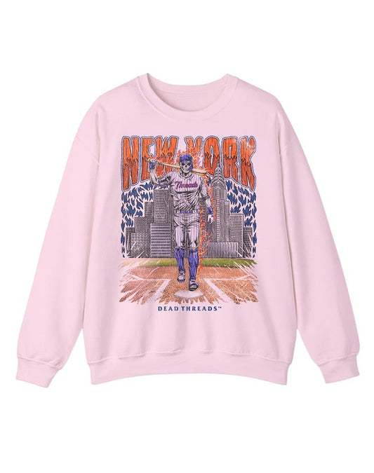 NEW YORK BASEBALL v1 CREWNECK SWEATSHIRT - PINK – Sweatshirt – Dead Threads Apparel