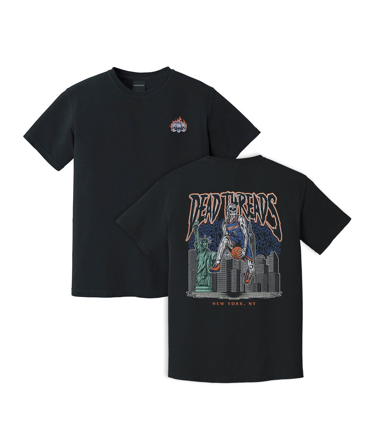 NEW YORK BASKETBALL - “3 SKULL” PREMIUM T-SHIRT – T-Shirt – Dead Threads Apparel