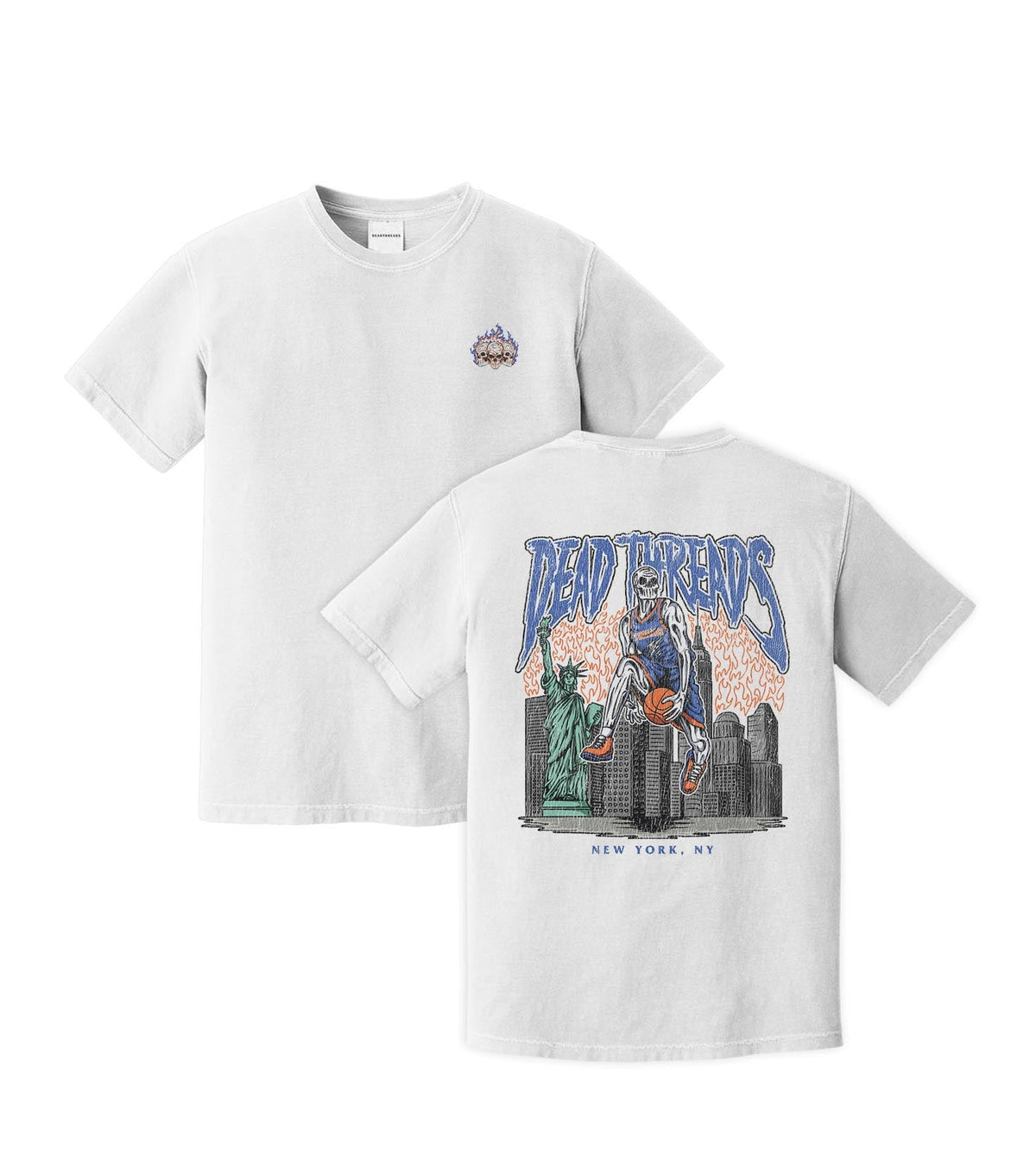 NEW YORK BASKETBALL - “3 SKULL” PREMIUM T-SHIRT – T-Shirt – Dead Threads Apparel