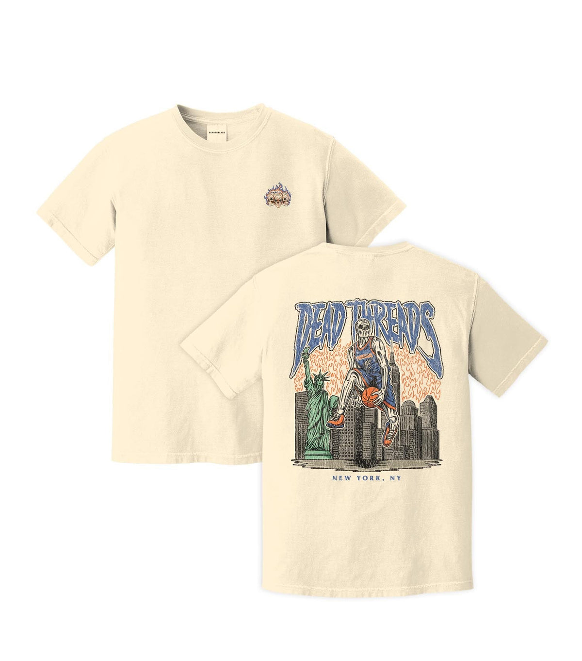 NEW YORK BASKETBALL - “3 SKULL” PREMIUM T-SHIRT – T-Shirt – Dead Threads Apparel